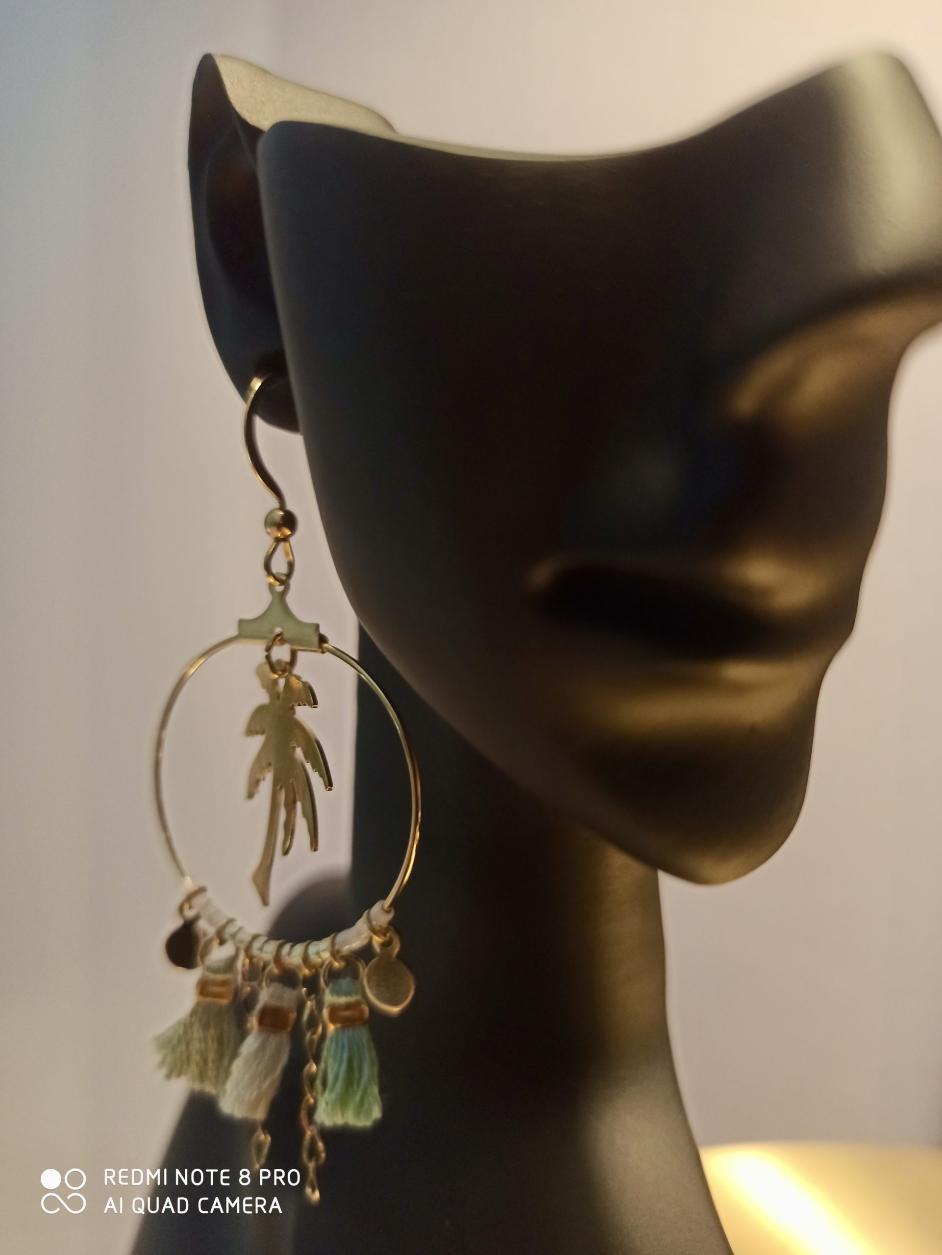 Boucles d'oreilles Palmier Bleu Vert – Image 3