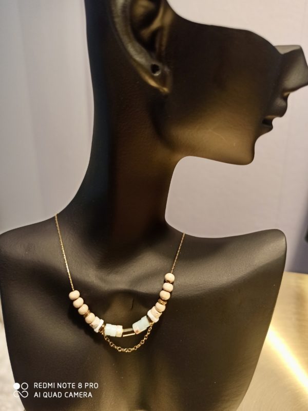 Collier Perles Bleues Marbrées