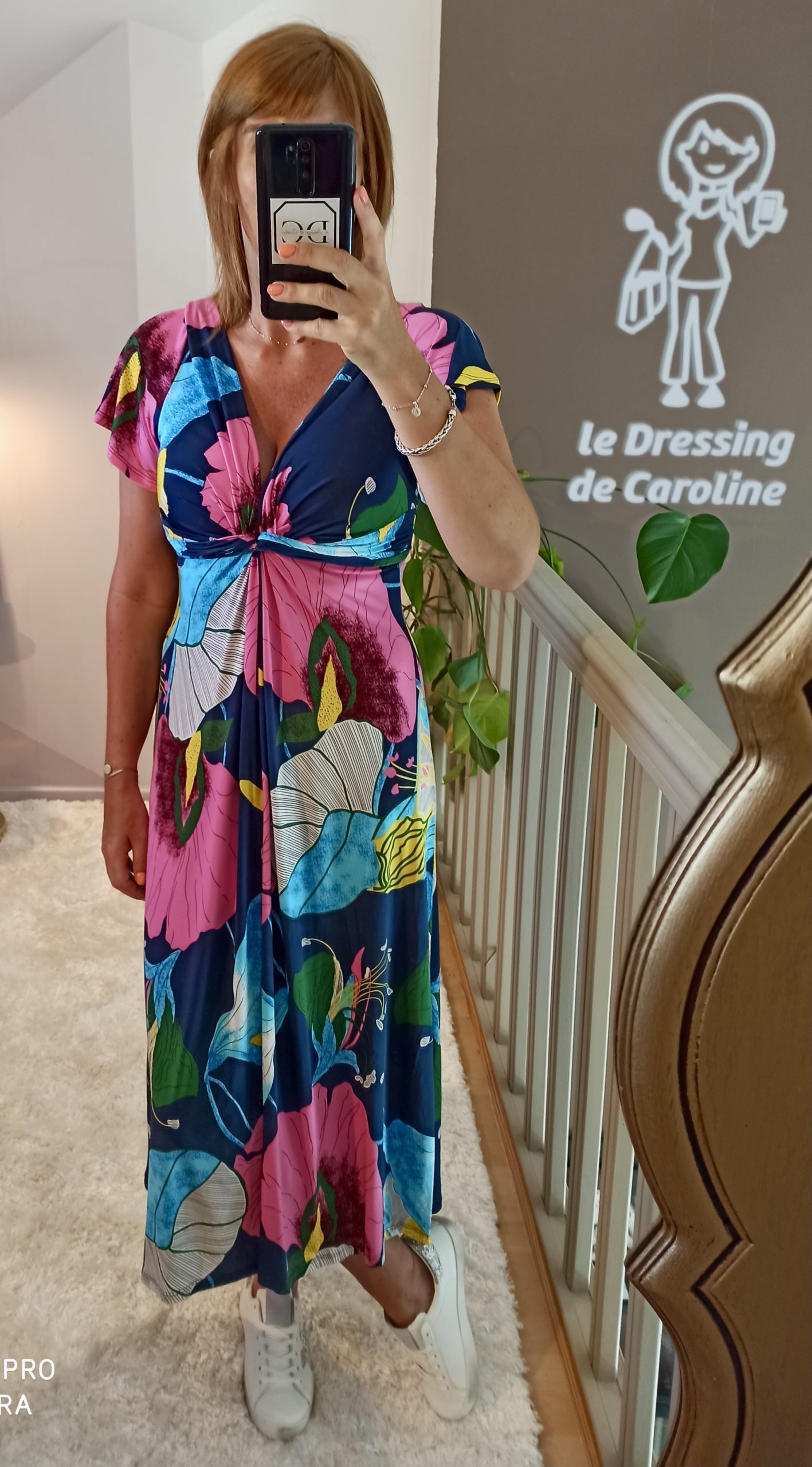 Robe Midi Fleurie Bleu – Image 2