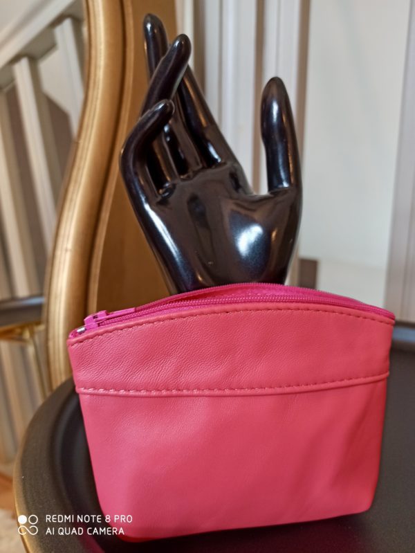 Porte-Monnaie Cuir Rose Corail – Image 2