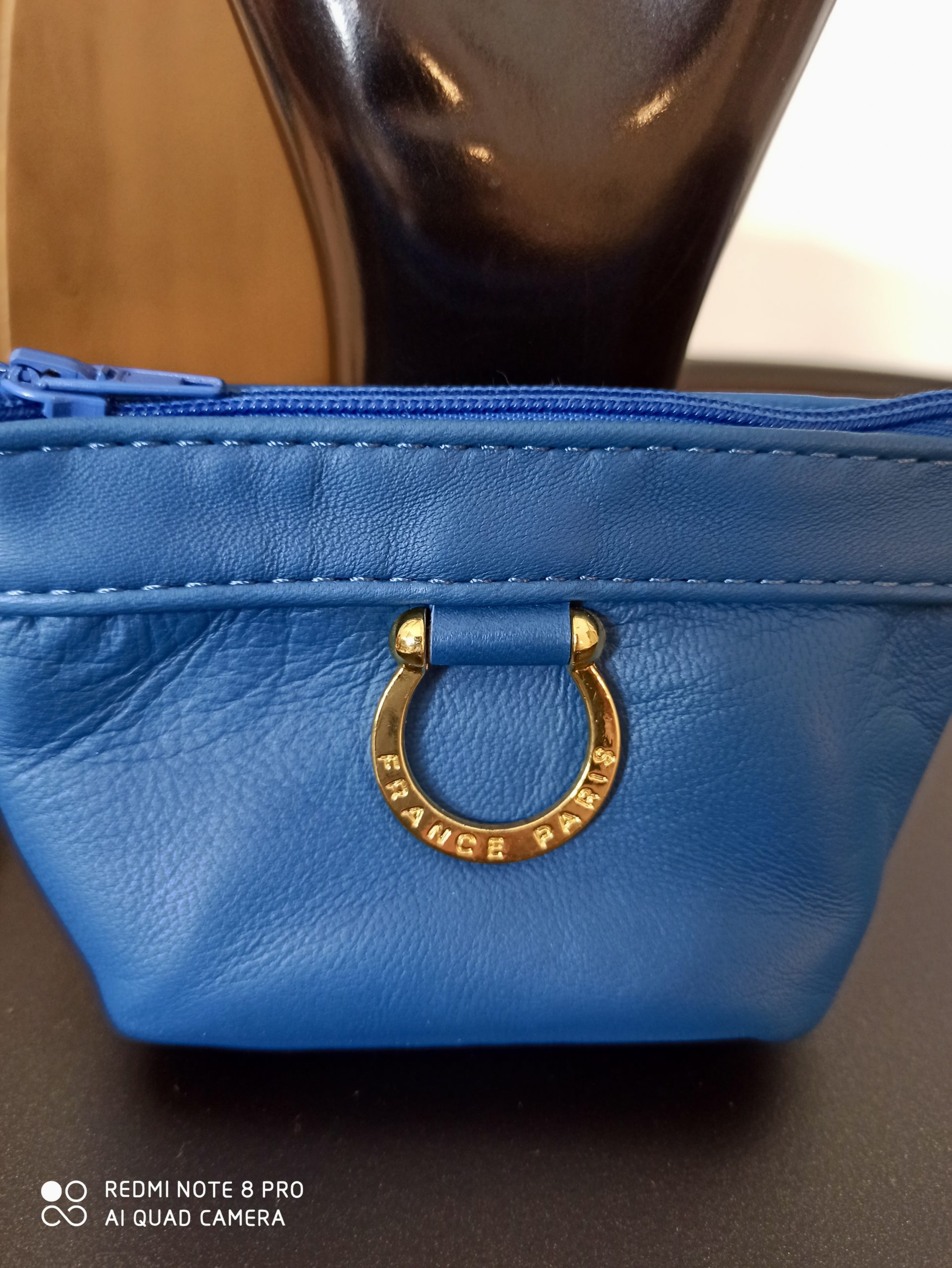 Porte-Monnaie Anneaux Cuir Bleu – Image 2