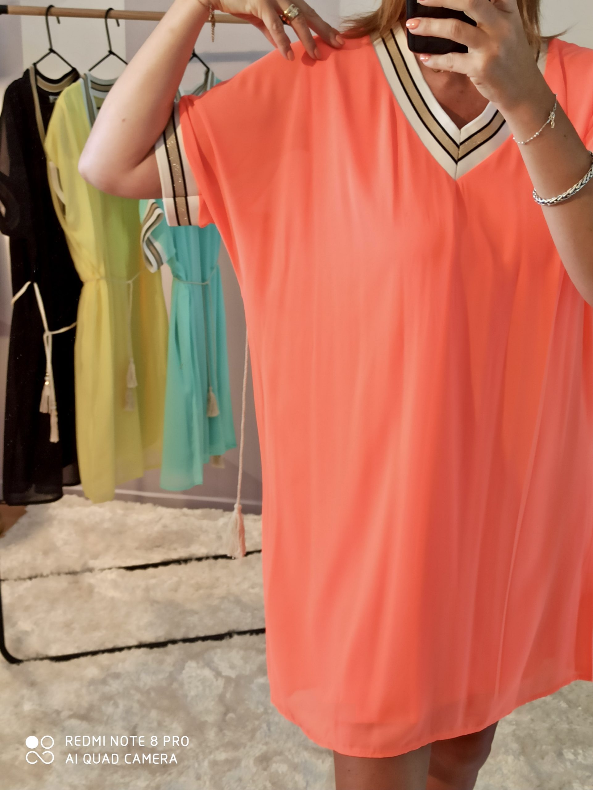 Robe Courte Voile Orange Fluo – Image 4