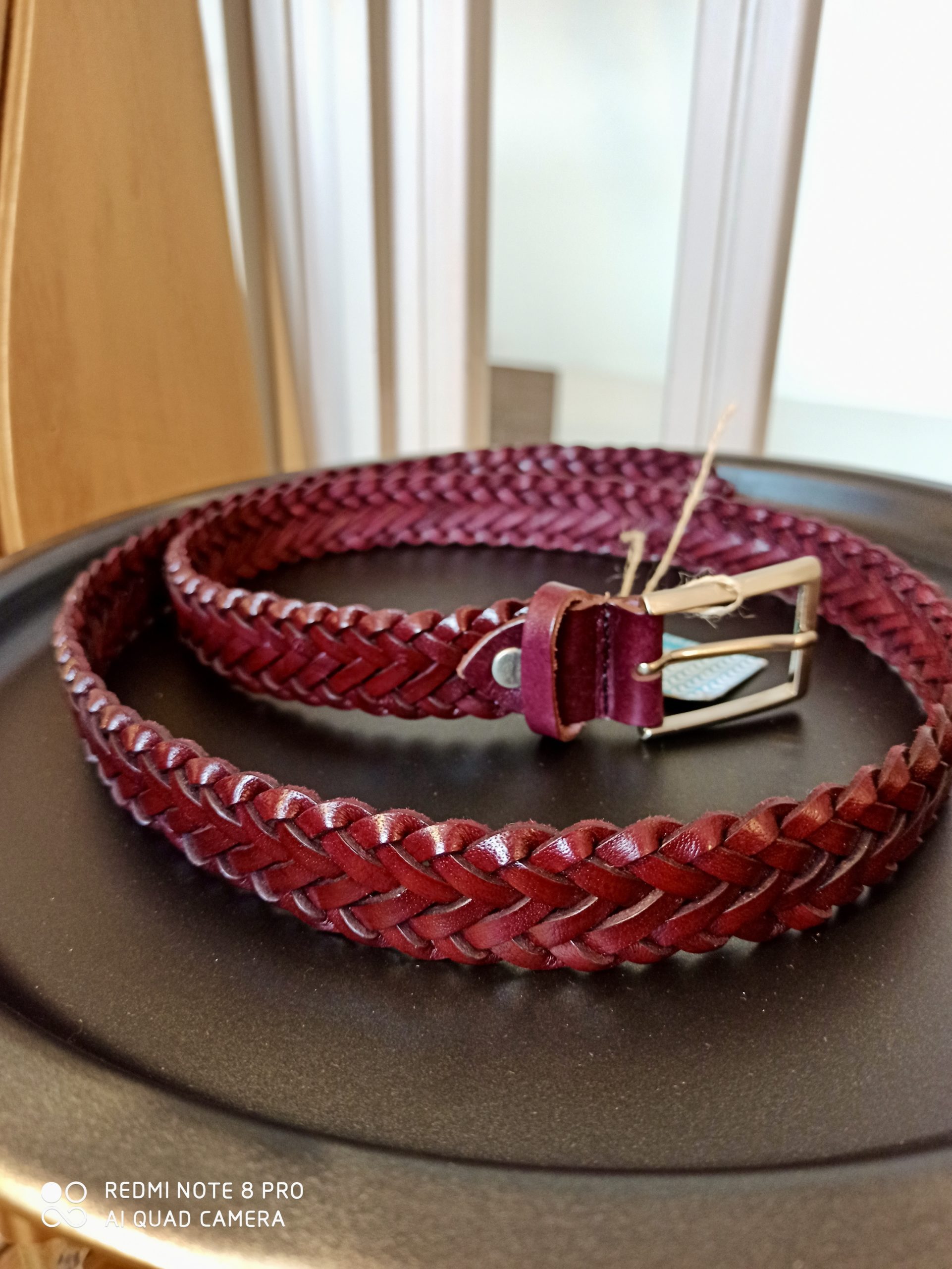 Ceinture Cuire Tresse Bordeaux
