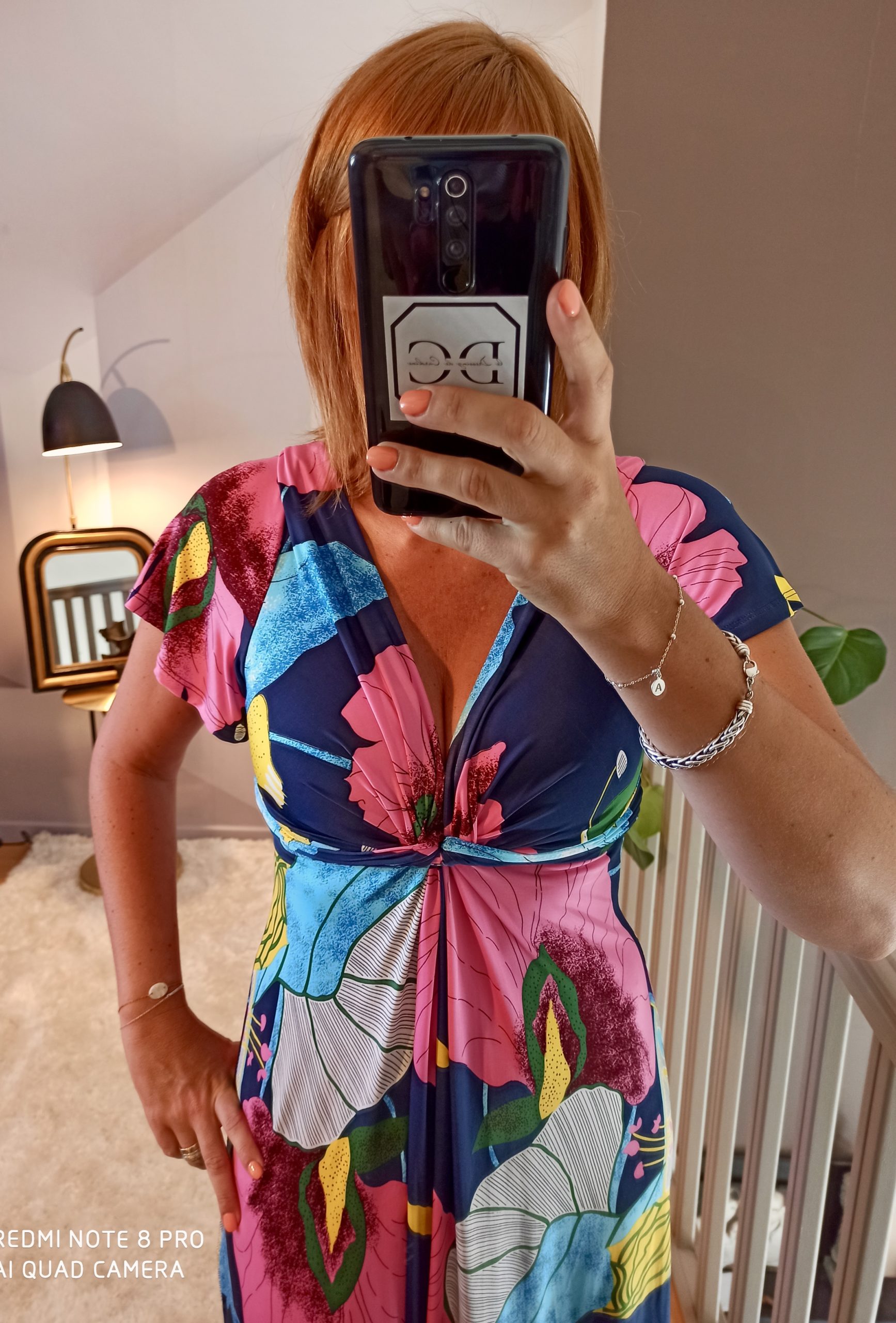 Robe Midi Fleurie Bleu – Image 3