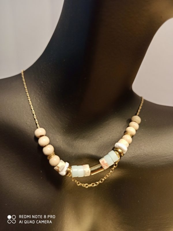 Collier Perles Bleues Marbrées – Image 2