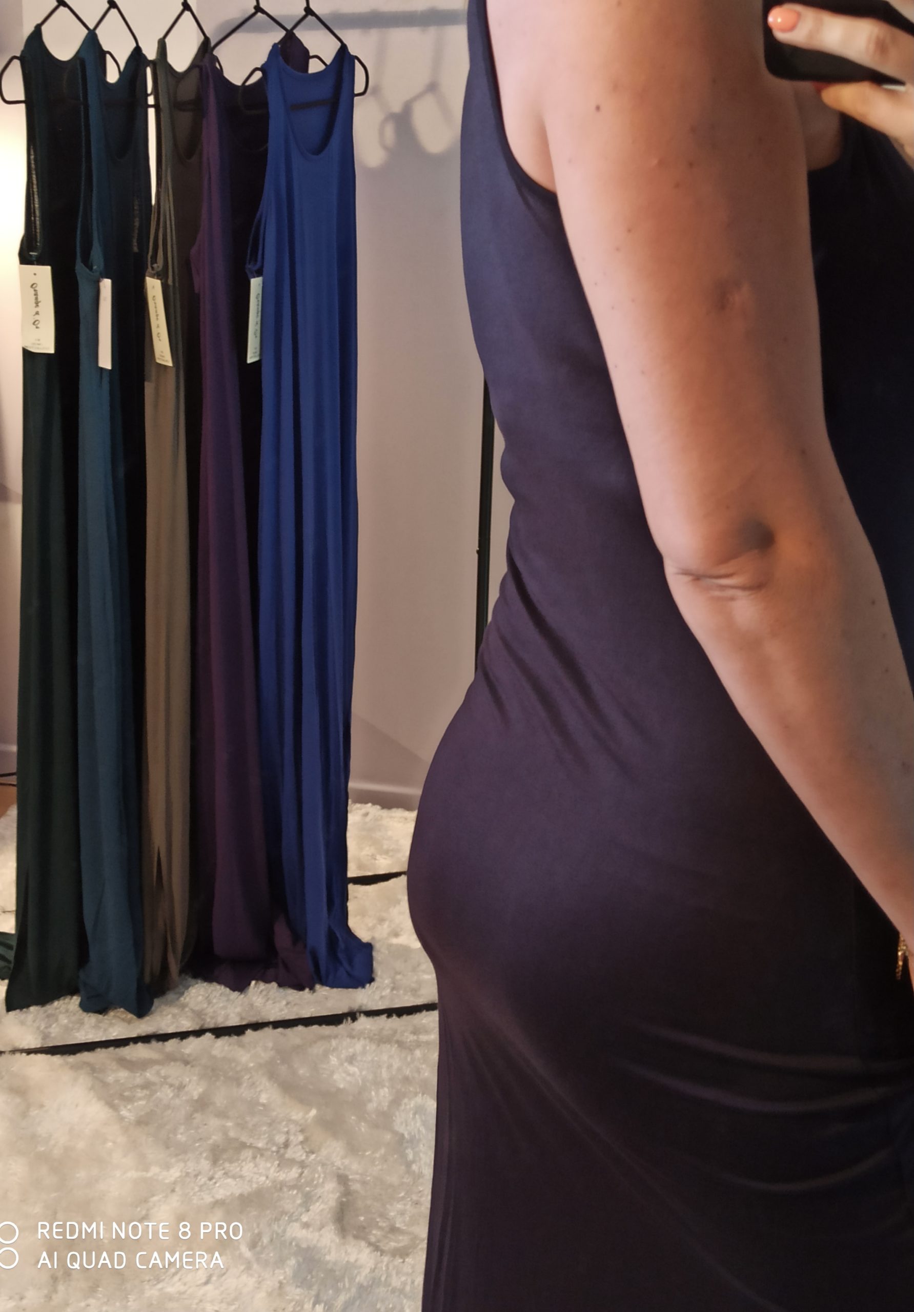 Robe Longue Basique Aubergine/Bleu Foncé – Image 3