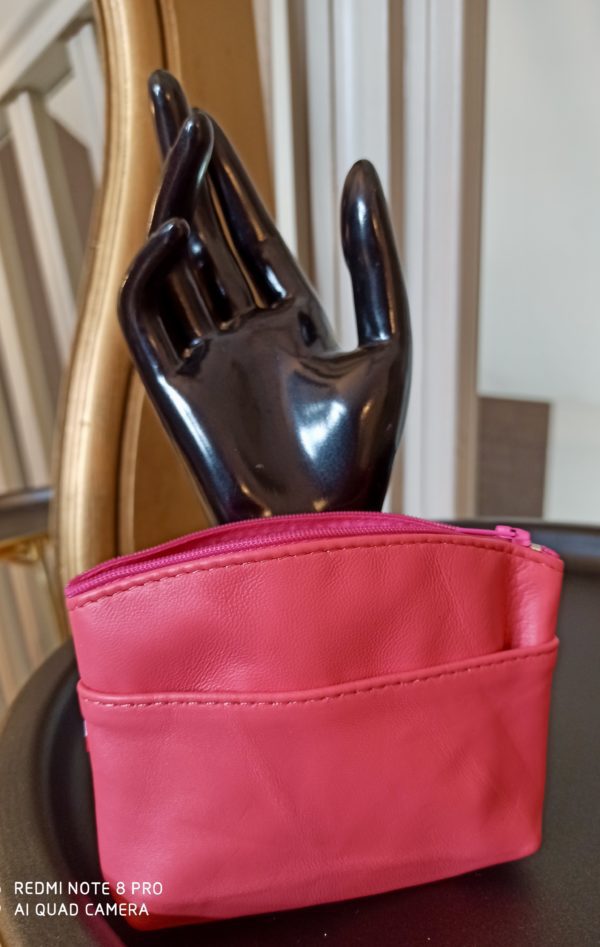 Porte-Monnaie Cuir Rose Corail