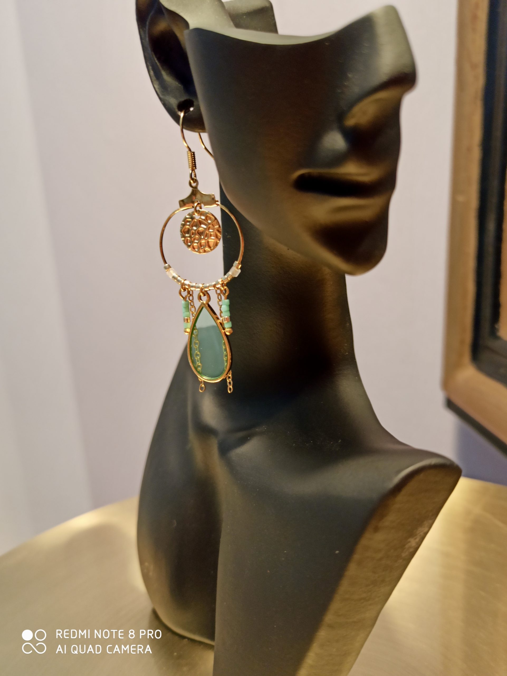 Boucles d'oreilles Gouttes Vert d'eau – Image 3