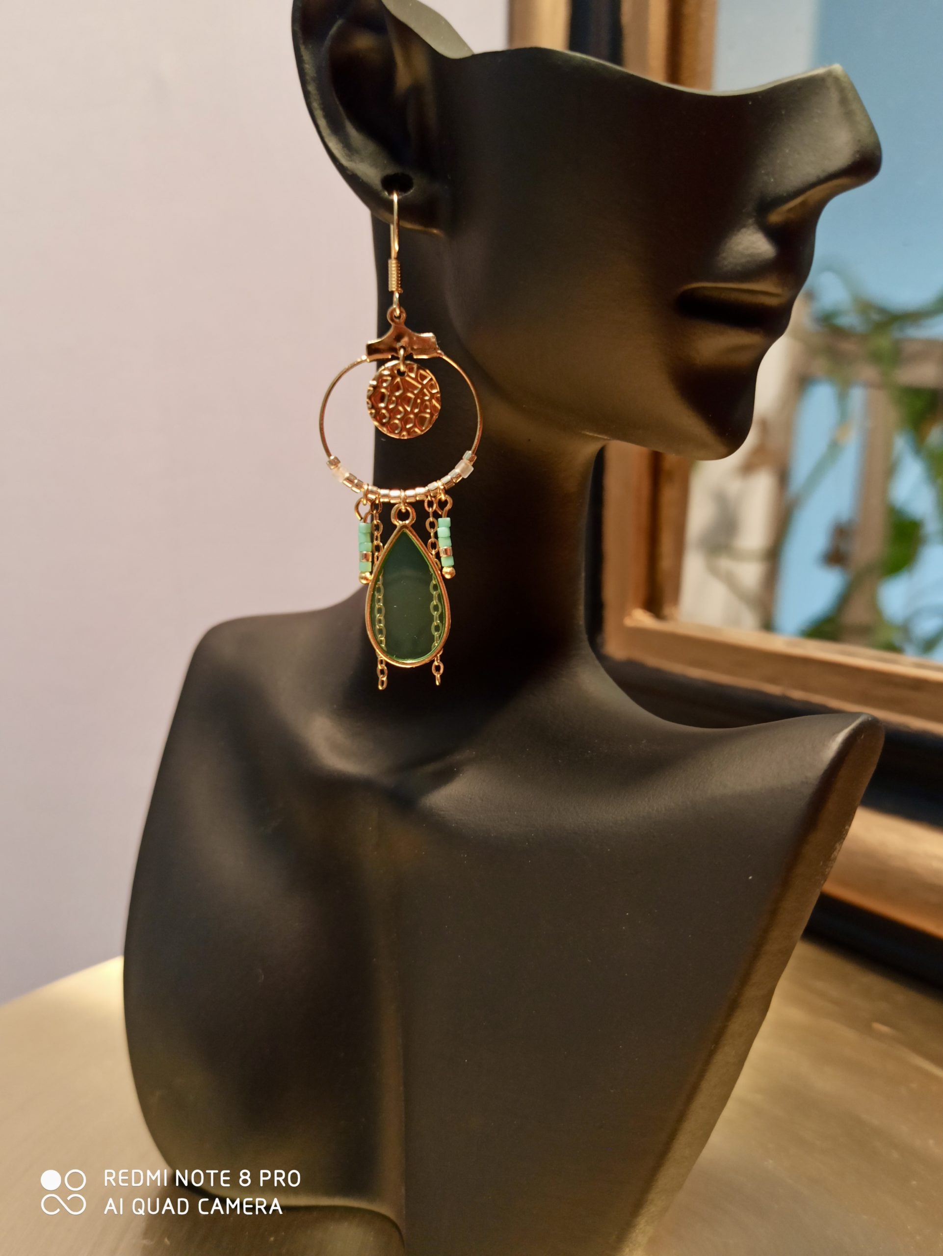 Boucles d'oreilles Gouttes Vert d'eau
