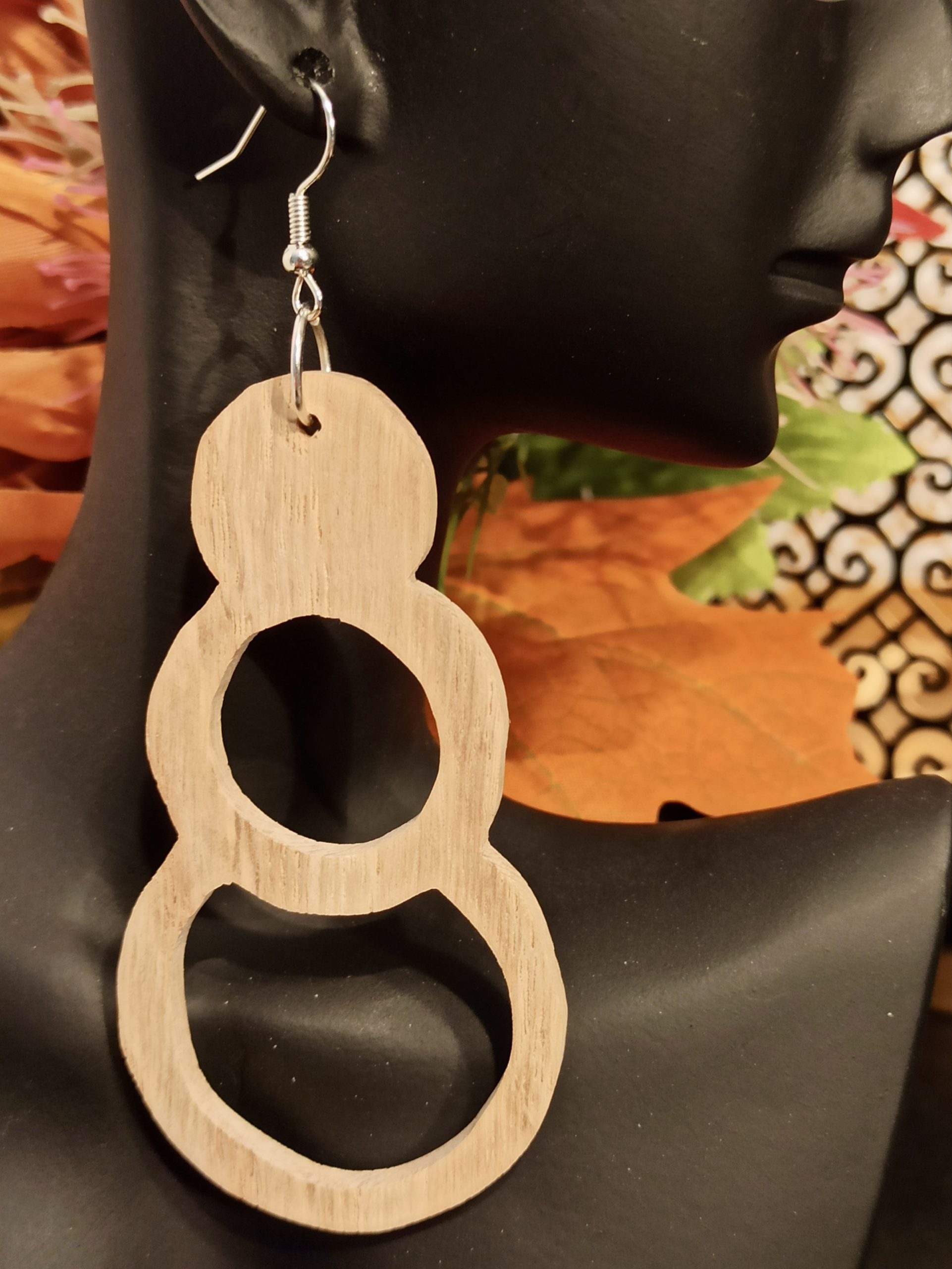 Boucles d'oreilles Bois Boule – Image 2