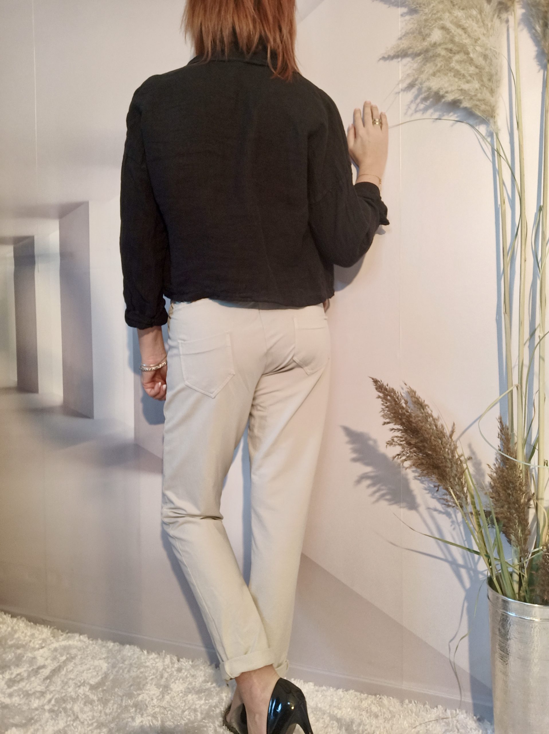 Veste Courte Lin Noir – Image 5