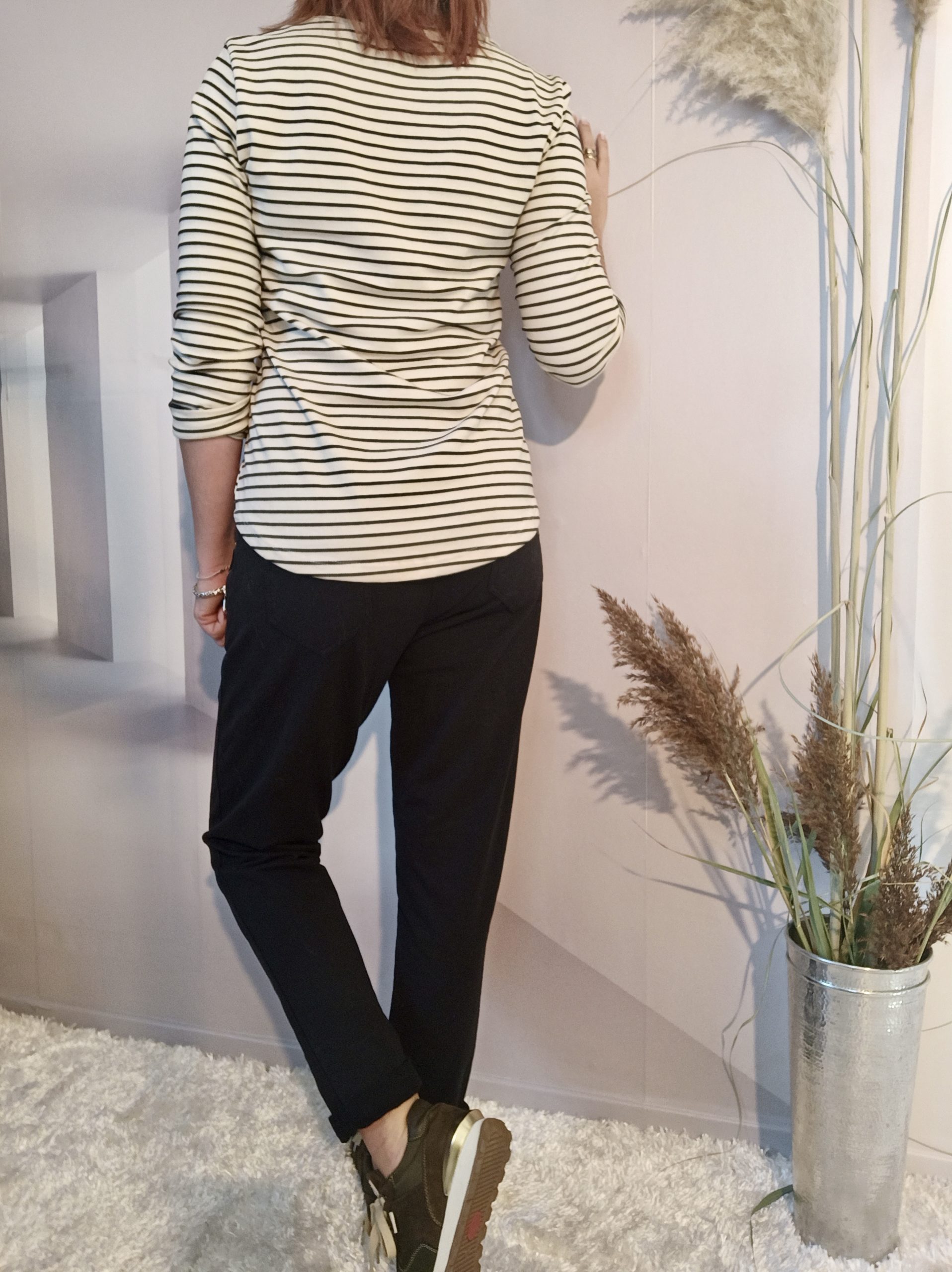 Top Marinière Noir et Crème – Image 5