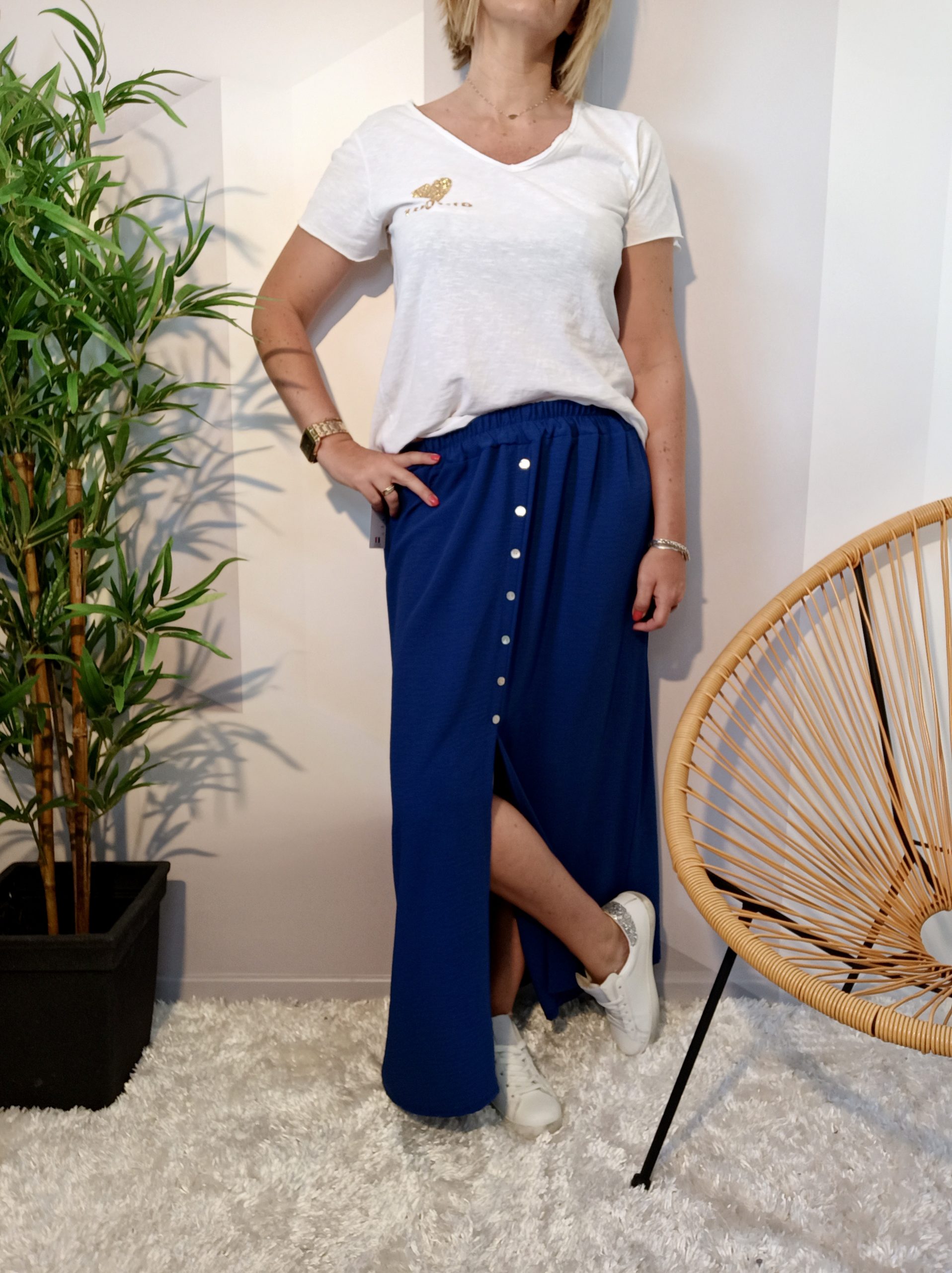 Jupe Longue Fluide Bleu Royal