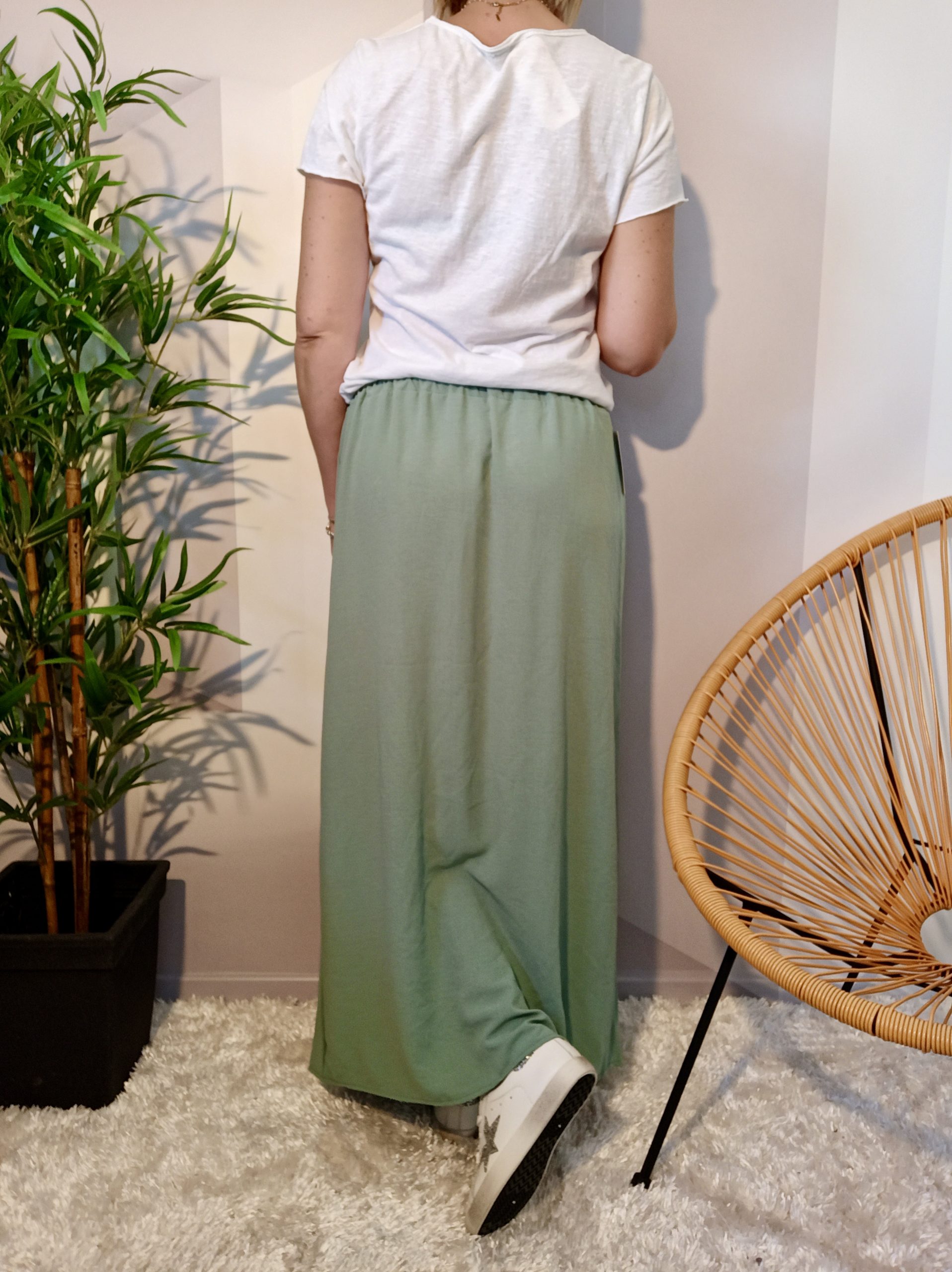 Jupe Longue Fluide Vert d'Eau – Image 6