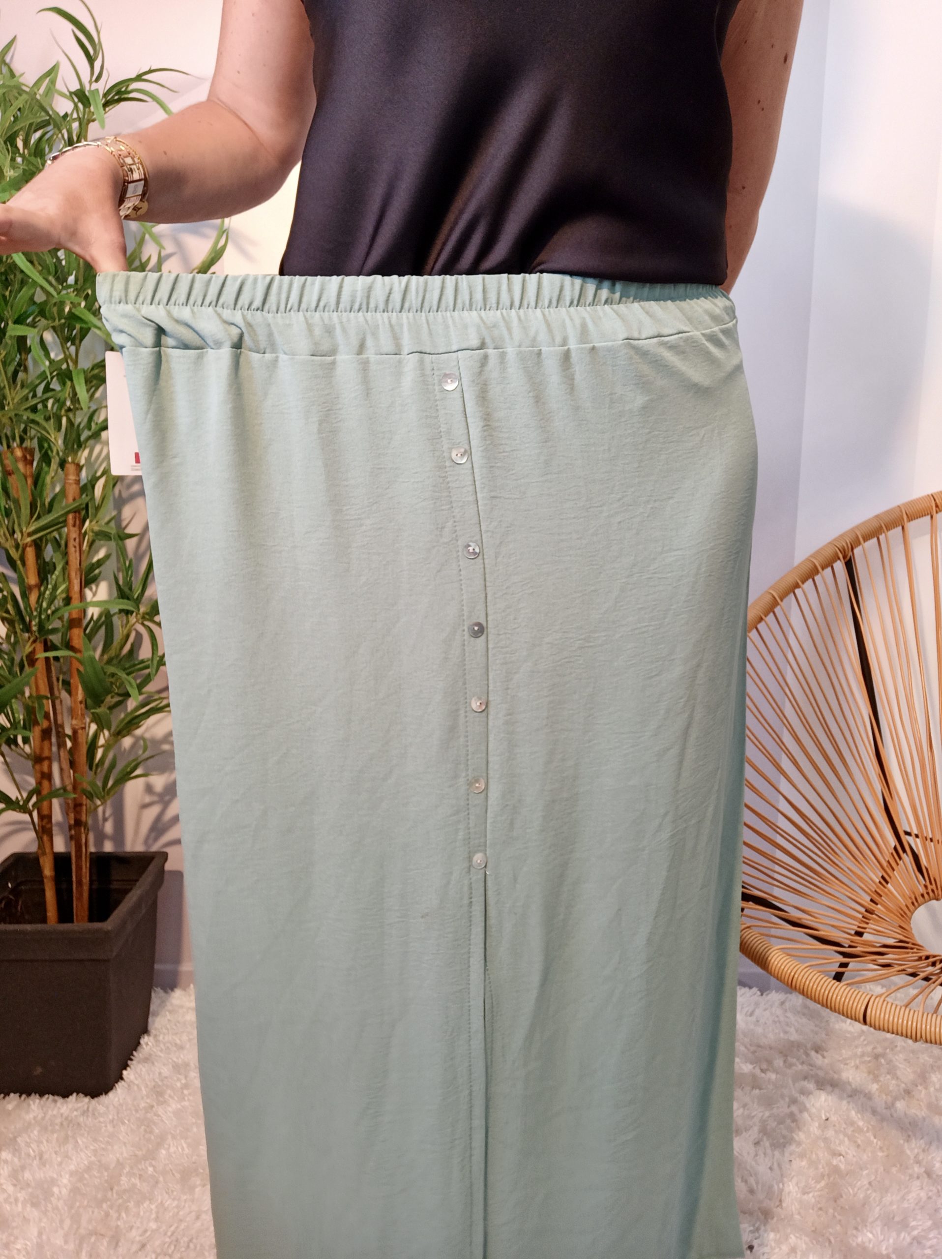 Jupe Longue Fluide Vert d'Eau – Image 5