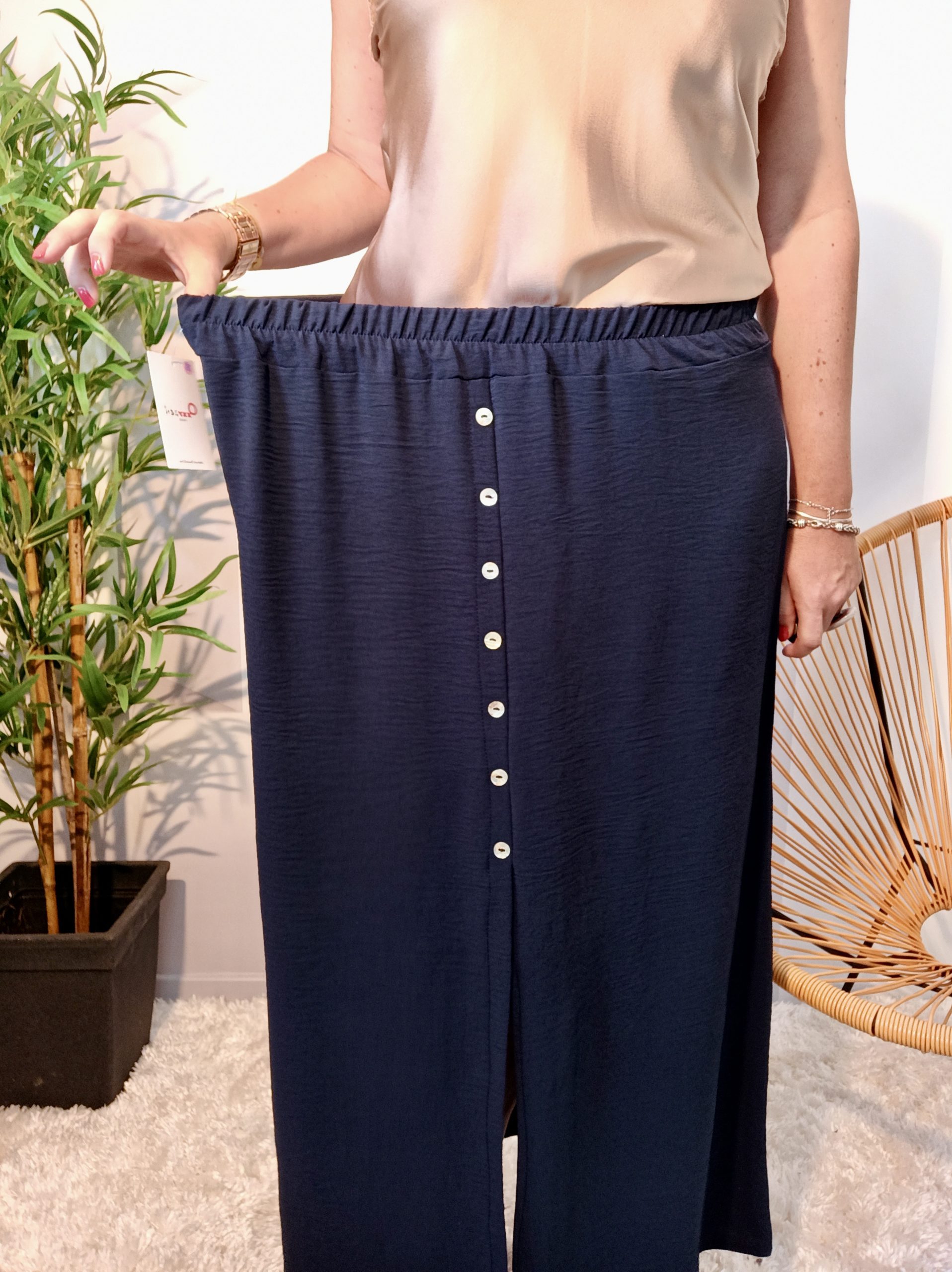 Jupe Longue Fluide Bleu Marine – Image 5