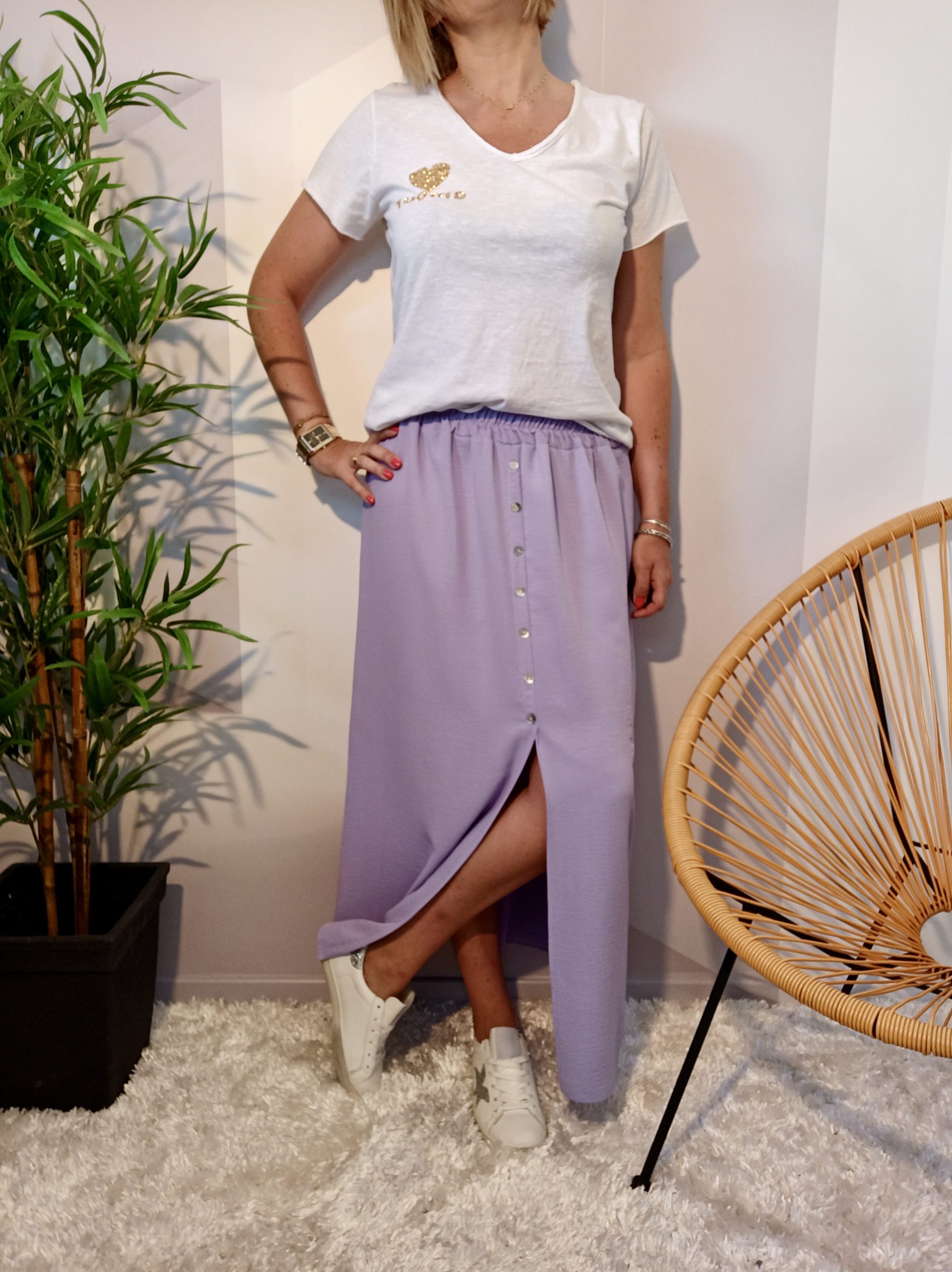 Jupe Longue Fluide Lilas