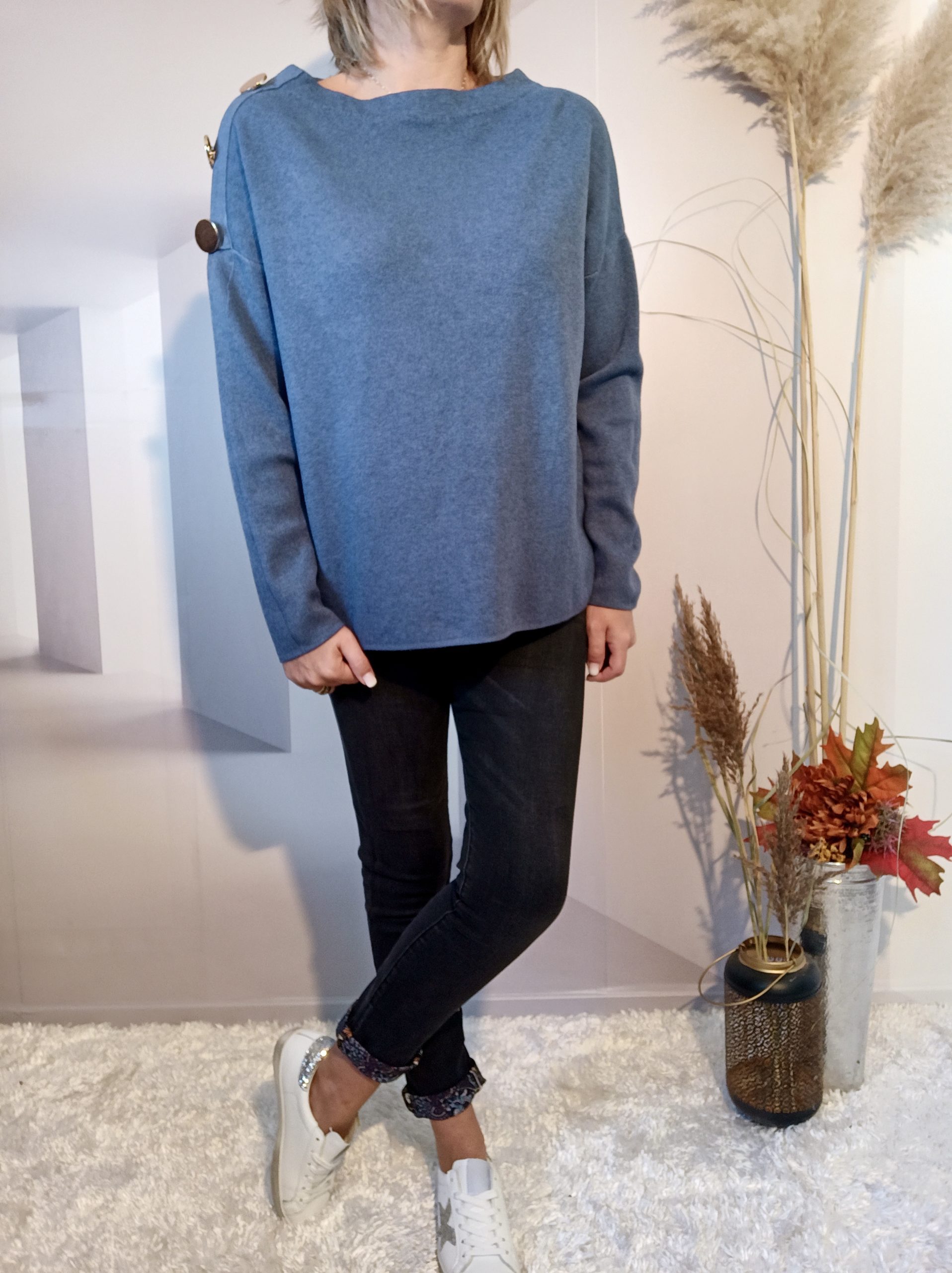 Pull Bouton Bleu Jean – Image 2