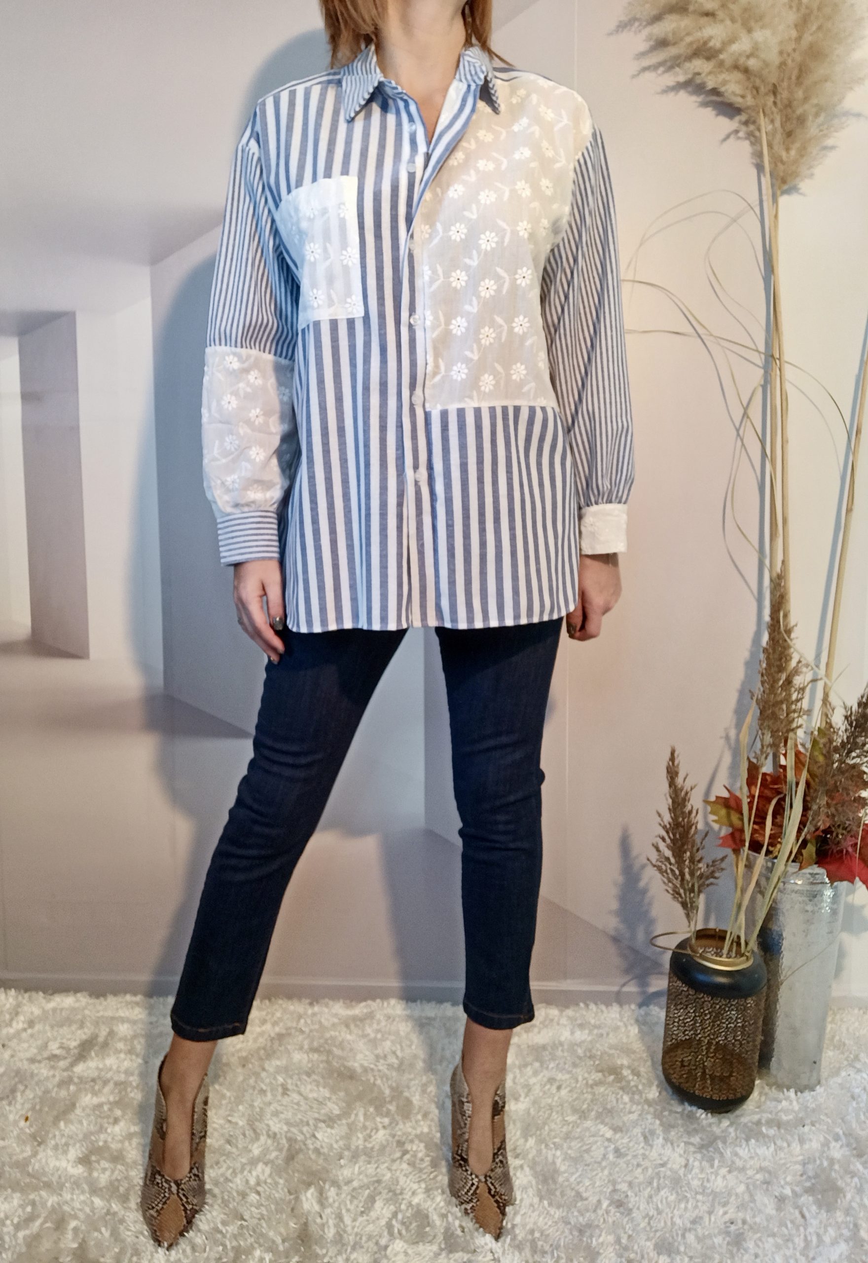 Chemise Rayée et Brodée