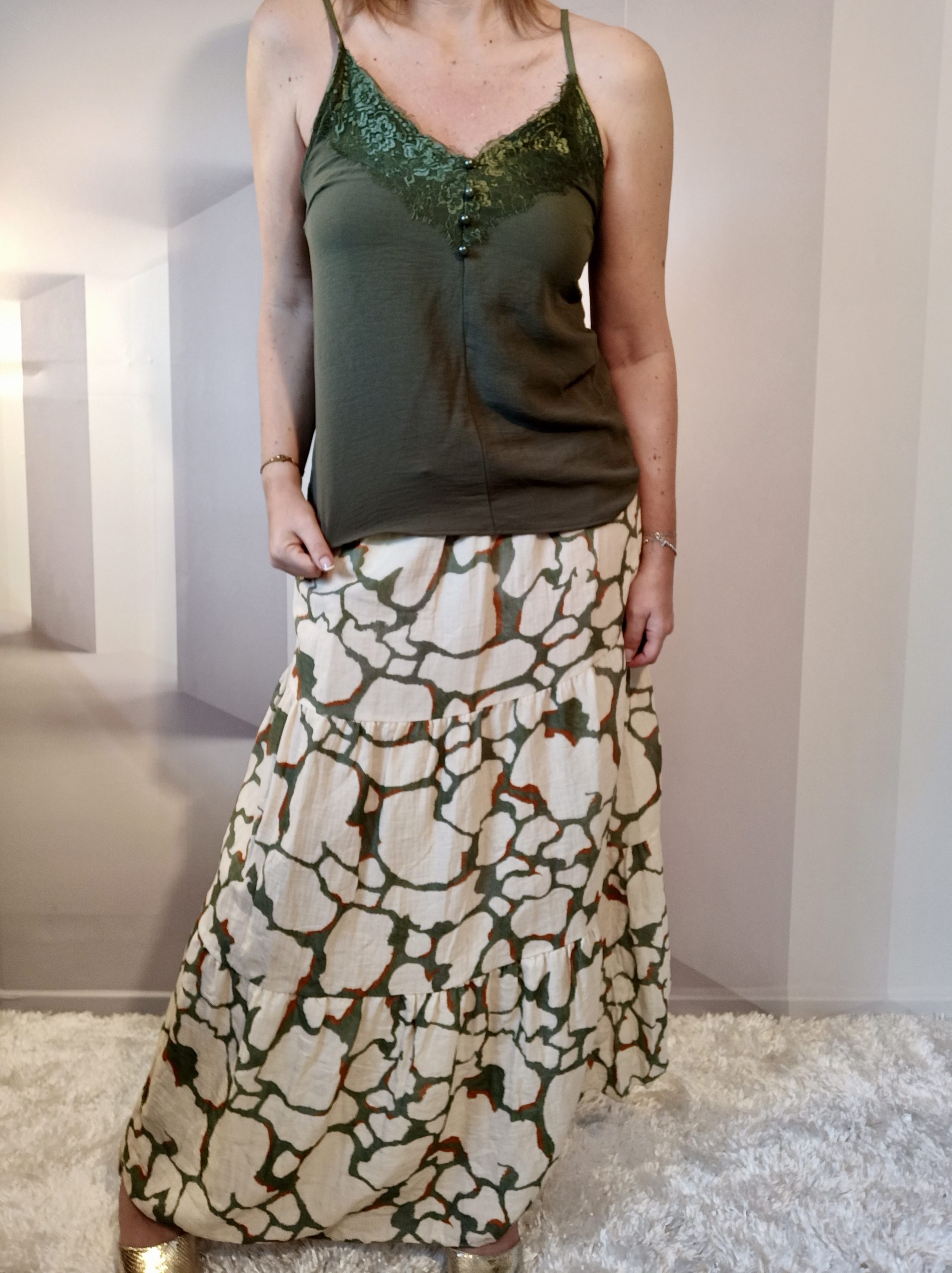 Débardeur Dentelle Kaki – Image 2