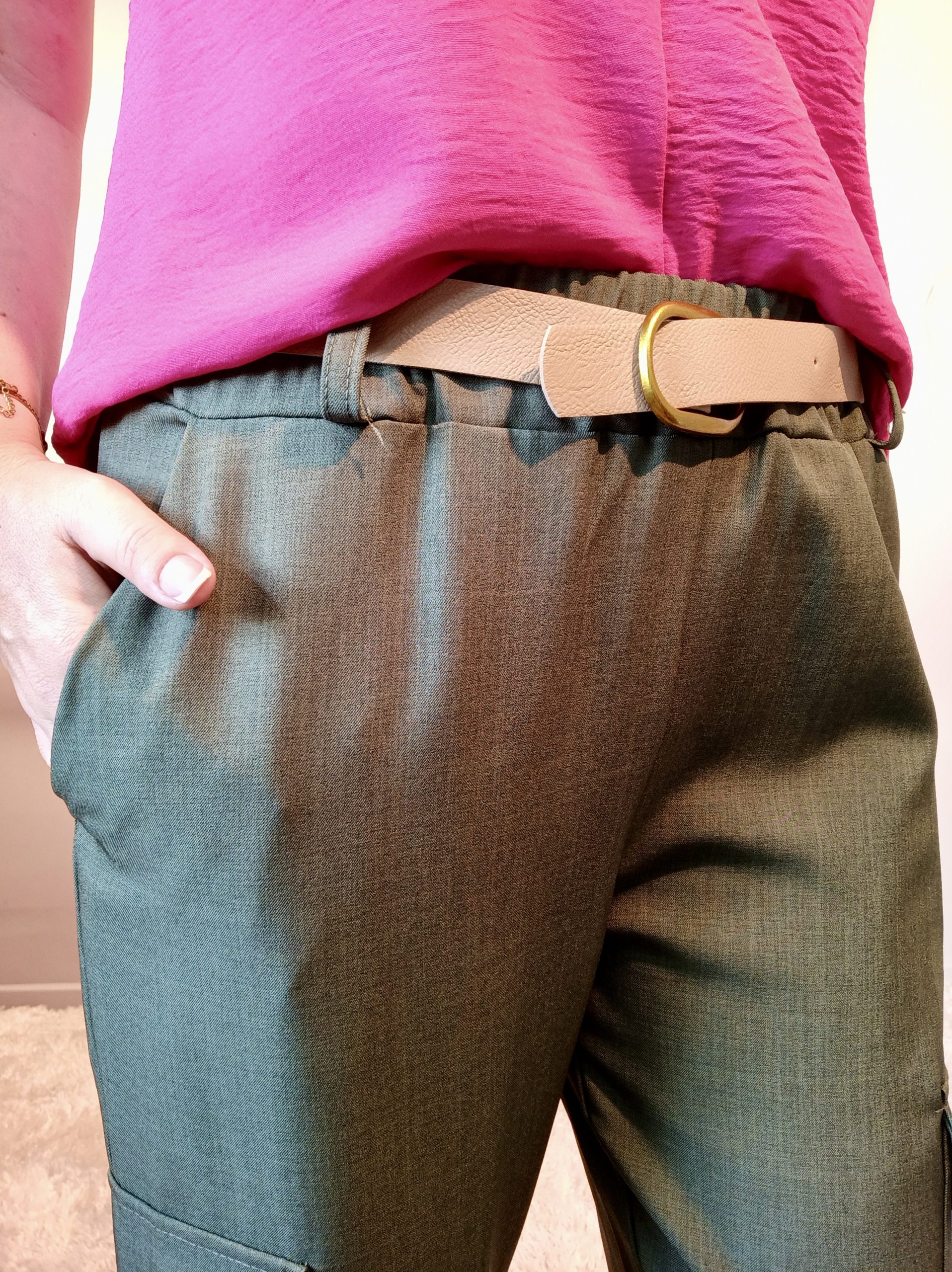 Pantalon Fluide Kargo Kaki – Image 3