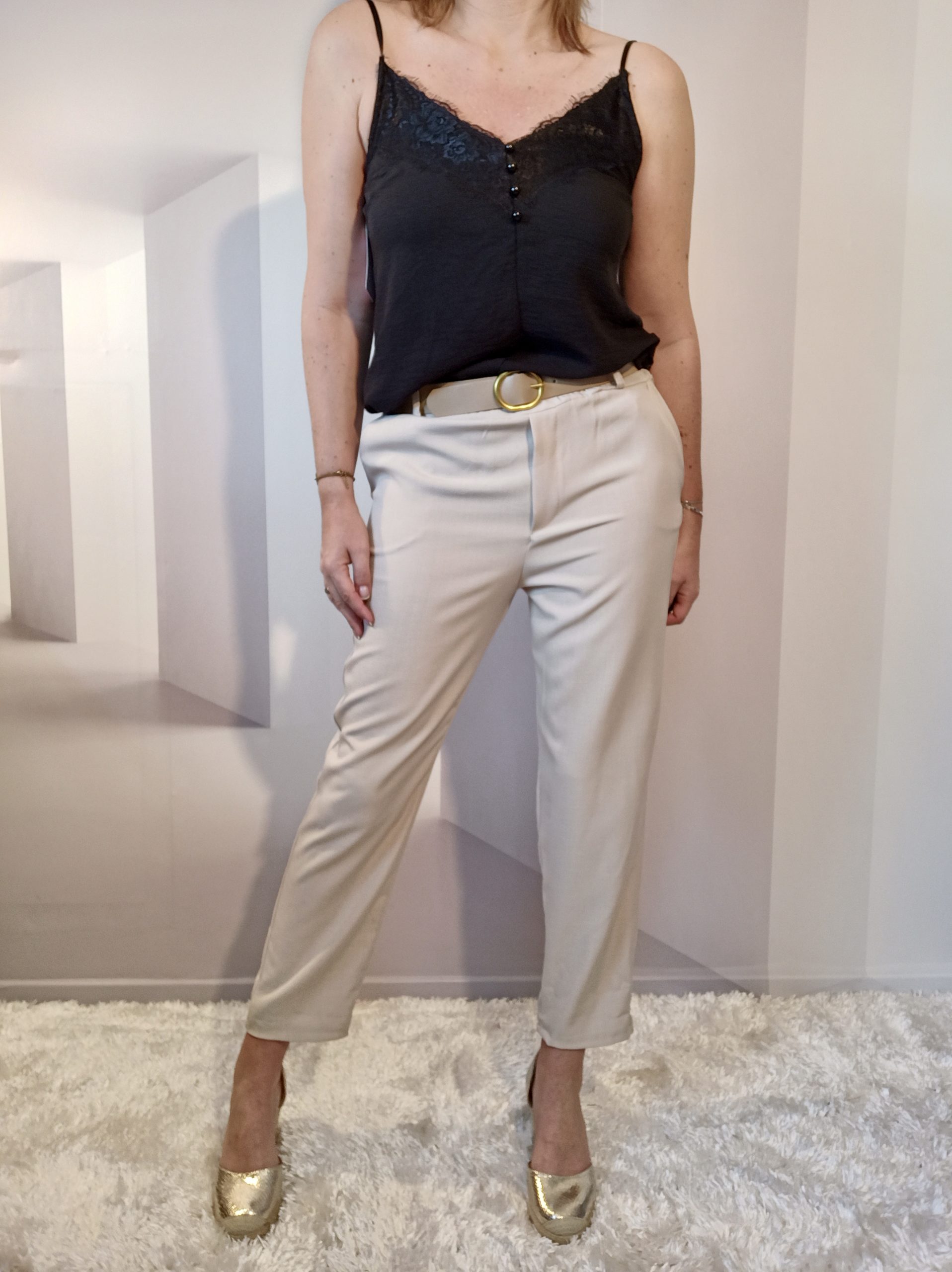 Pantalon Fluide Beige