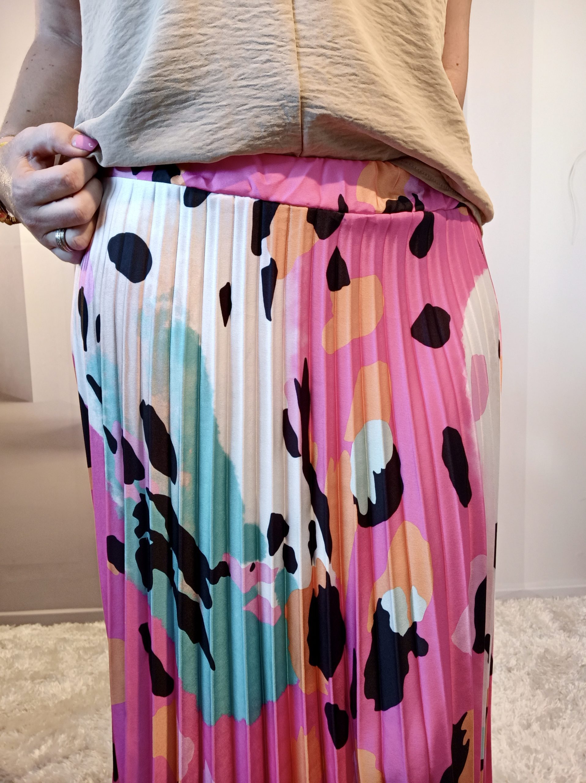 Jupe Plissée Imprimée Rose – Image 4