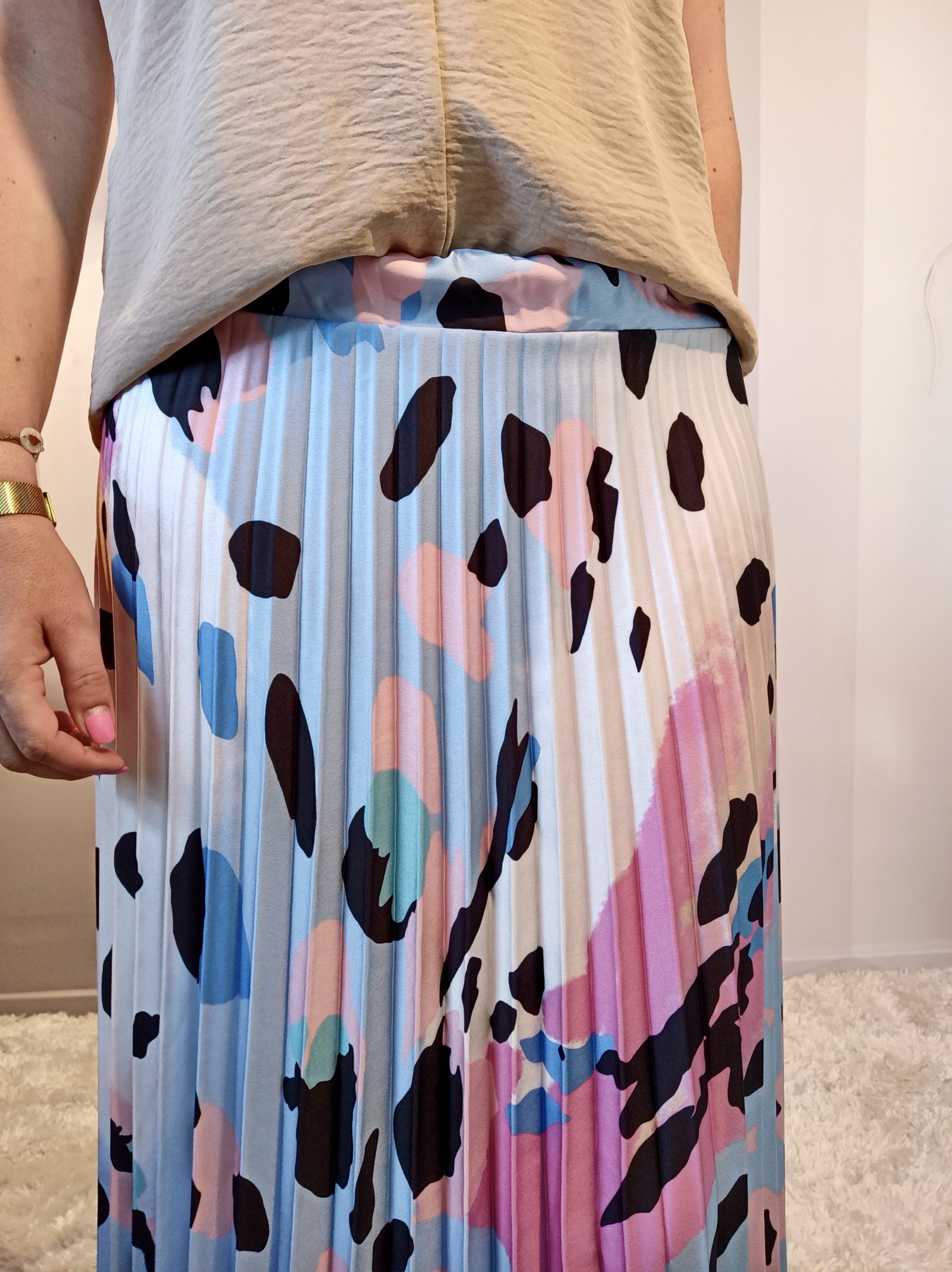 Jupe Plissée Imprimée Bleu – Image 3