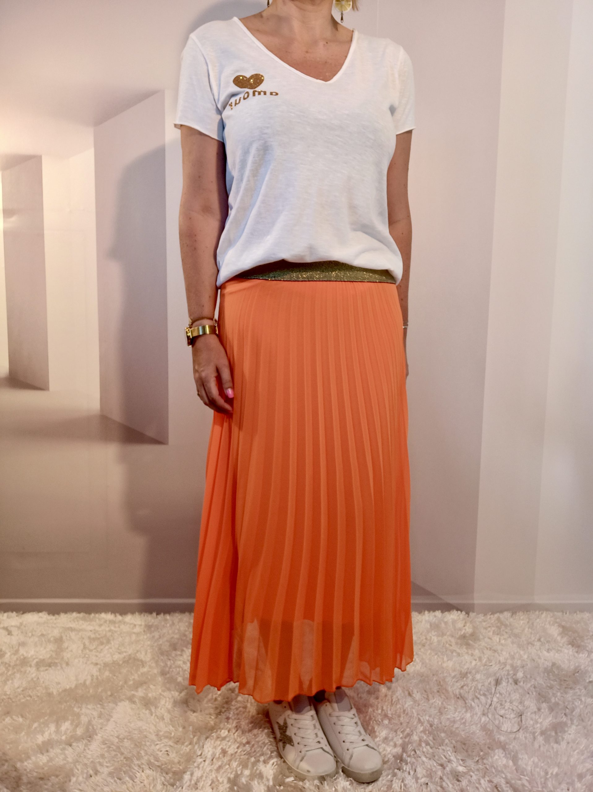 Jupe Plissée Orange – Image 3