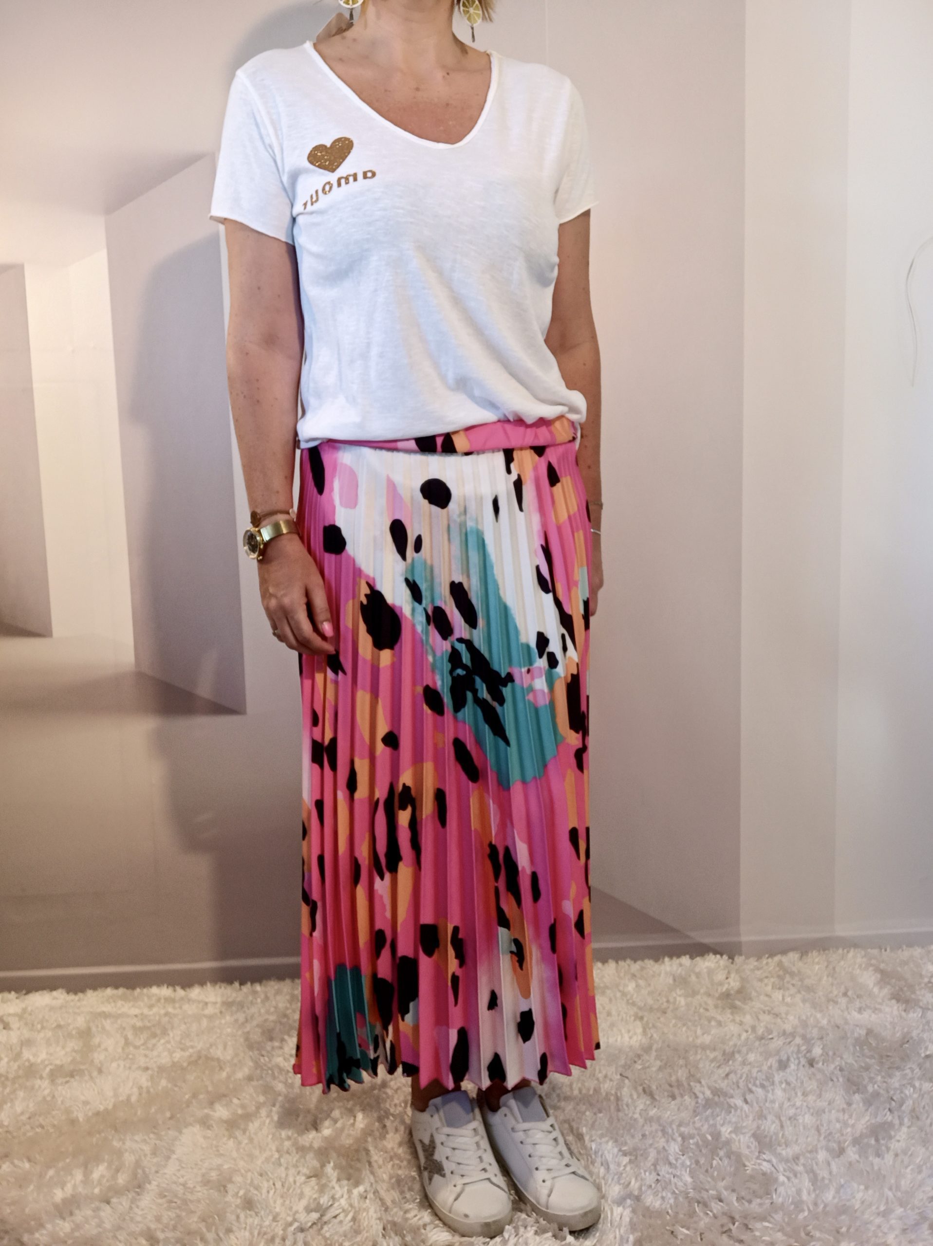 Jupe Plissée Imprimée Rose – Image 3