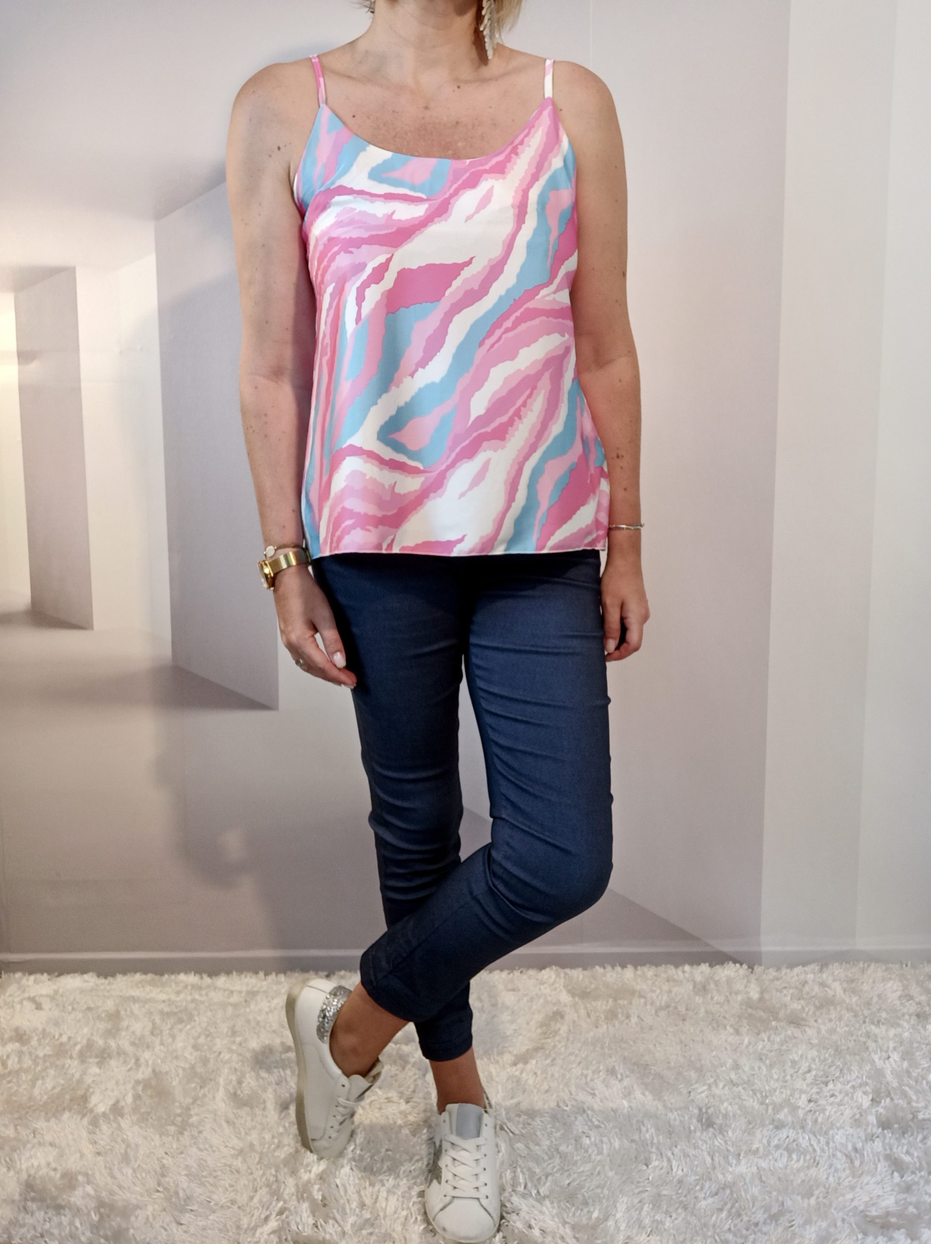 Débardeur Zébré Rose