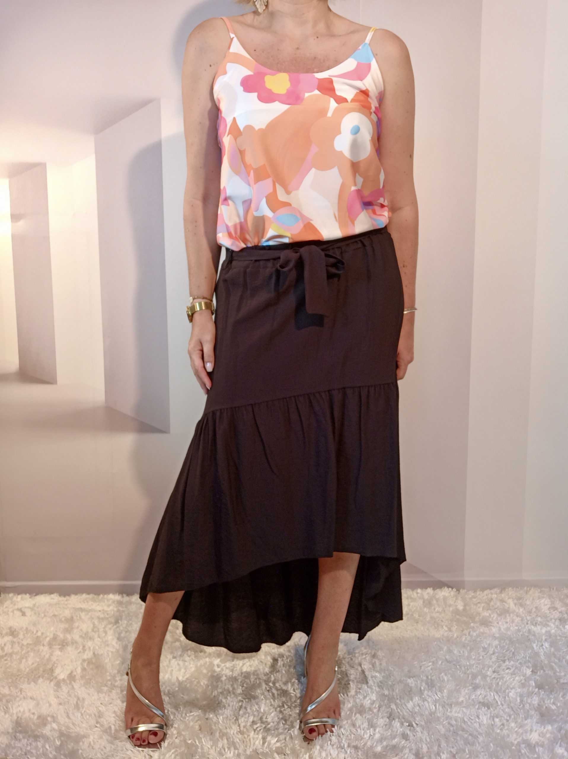 Débardeur Fleurs Orange – Image 2