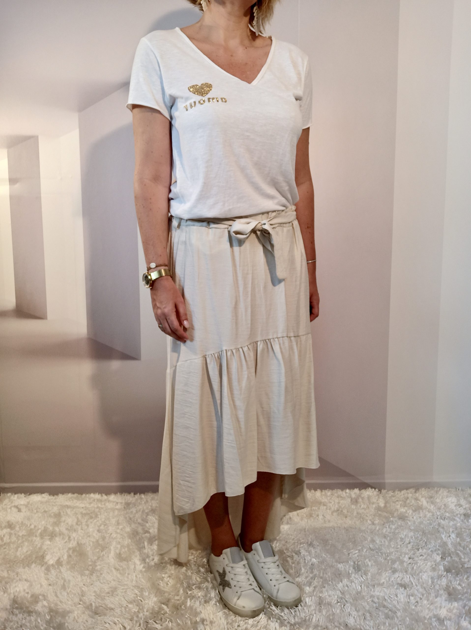 Jupe Asymétrique Beige – Image 3