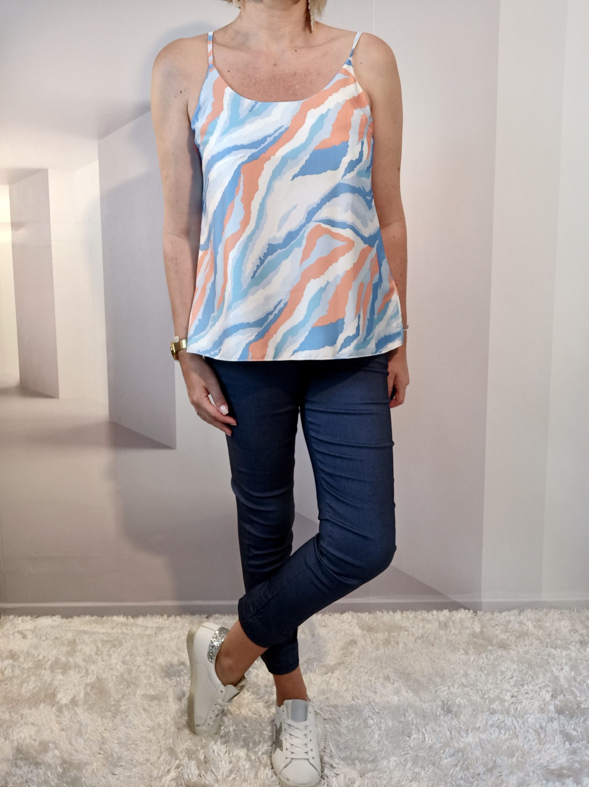 Débardeur Zébré Bleu