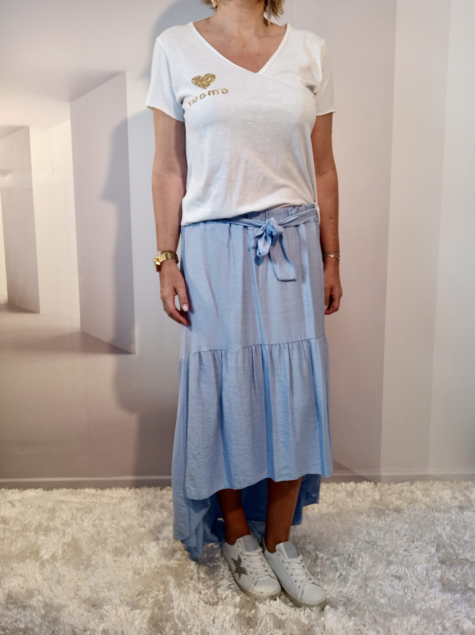 Jupe Asymétrique Bleu Ciel – Image 3