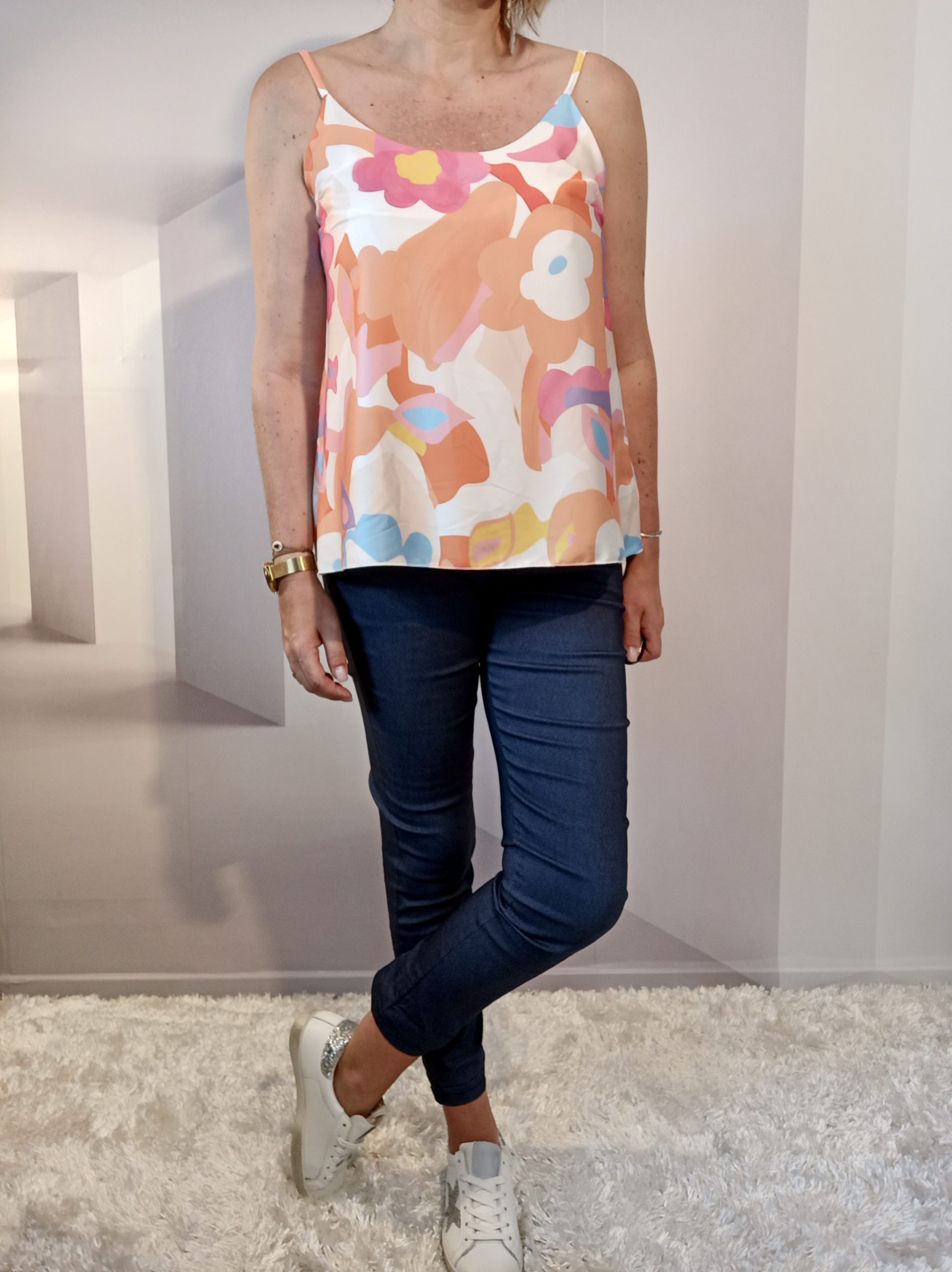 Débardeur Fleurs Orange