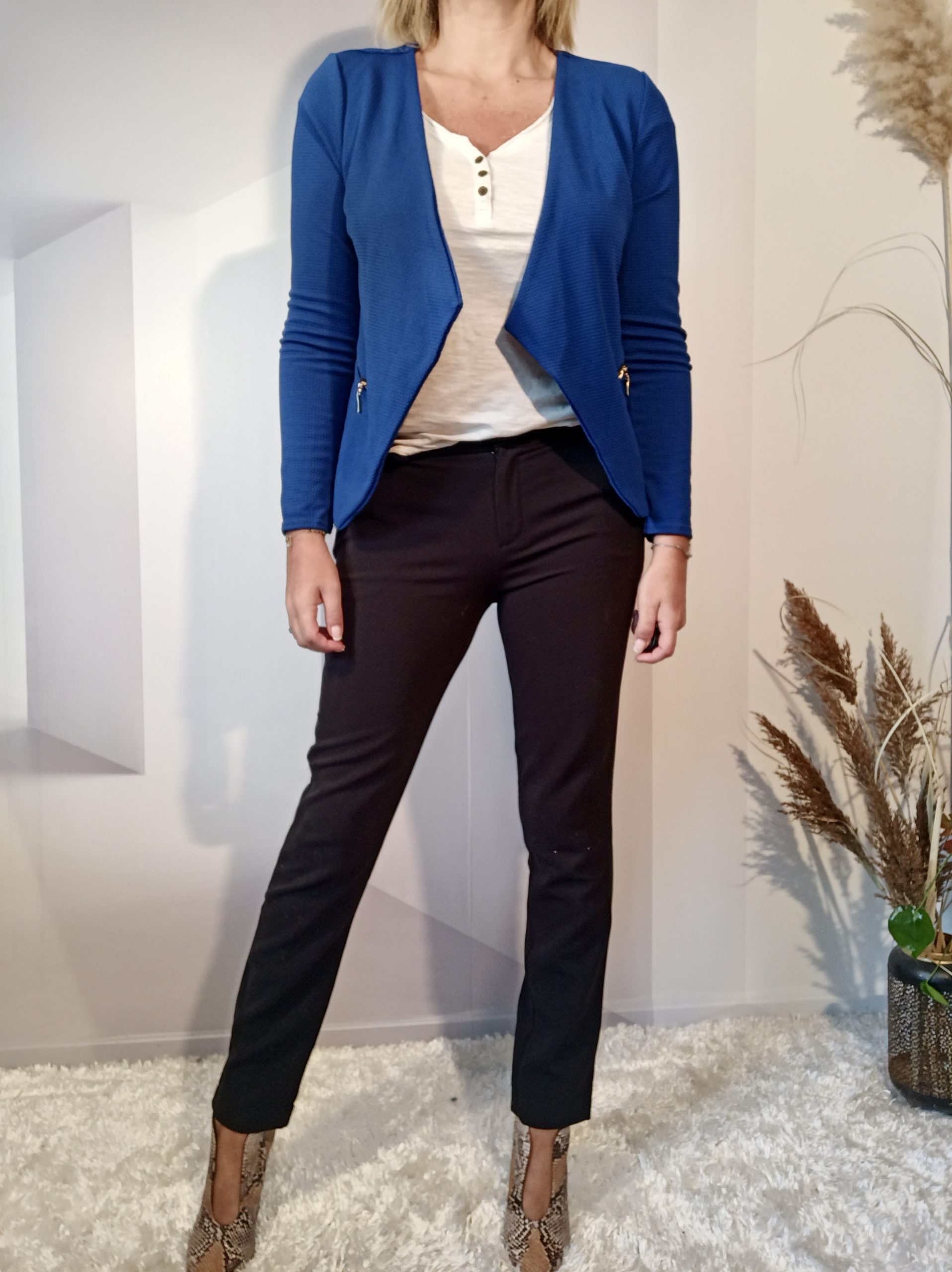 Blazer Gaufré Bleu Roi
