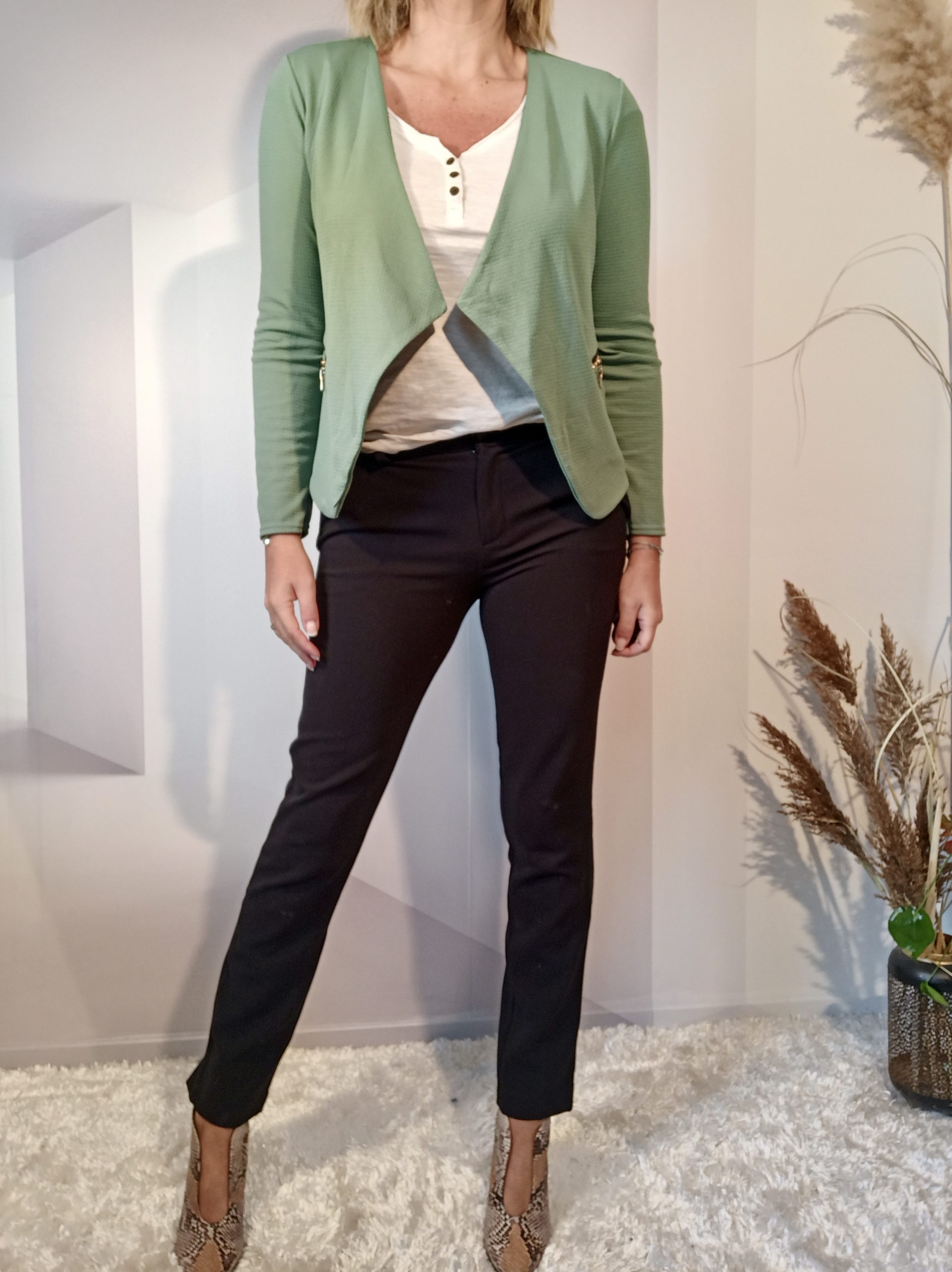Blazer Gaufré Vert d'eau