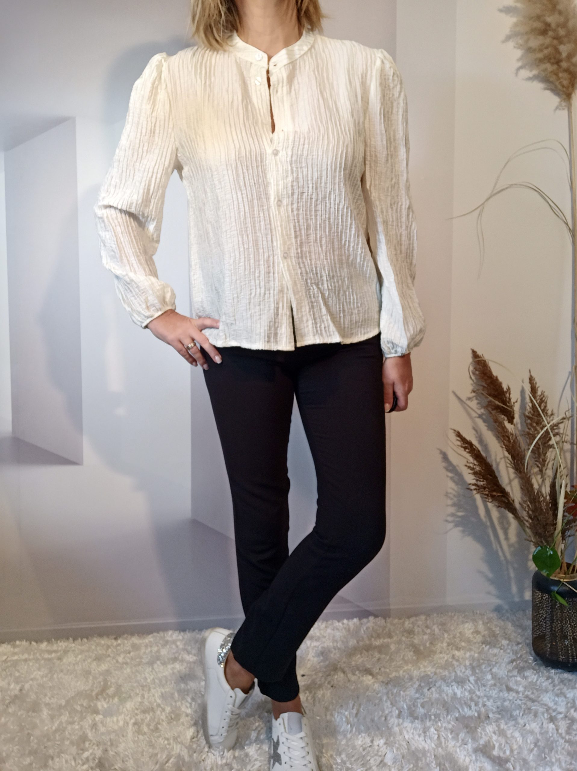 Chemise Crinkle Beige – Image 2