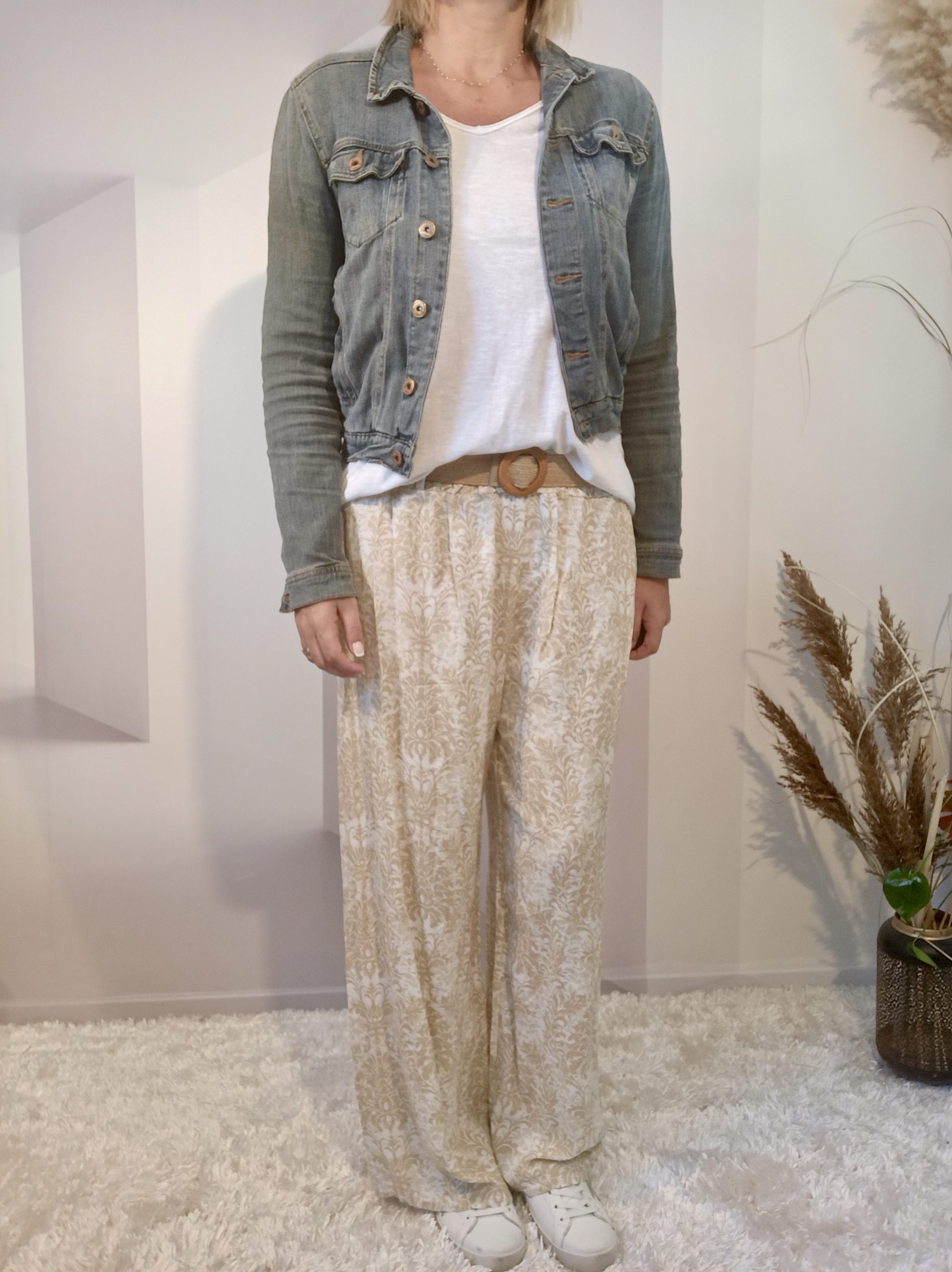 Pantalon Fluide Beige – Image 3