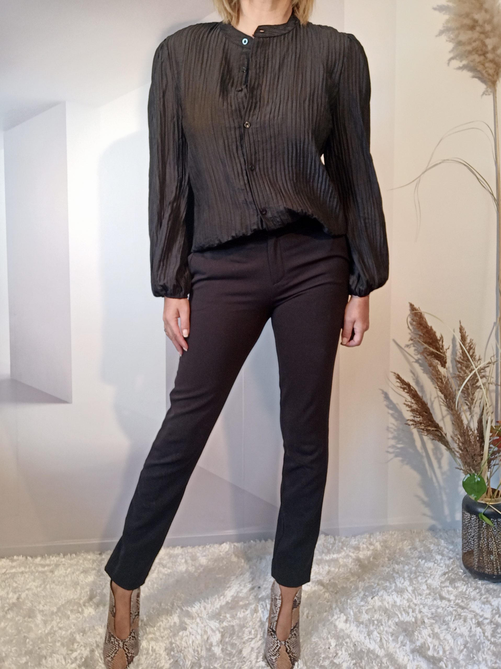 Chemise Crinkle Noir