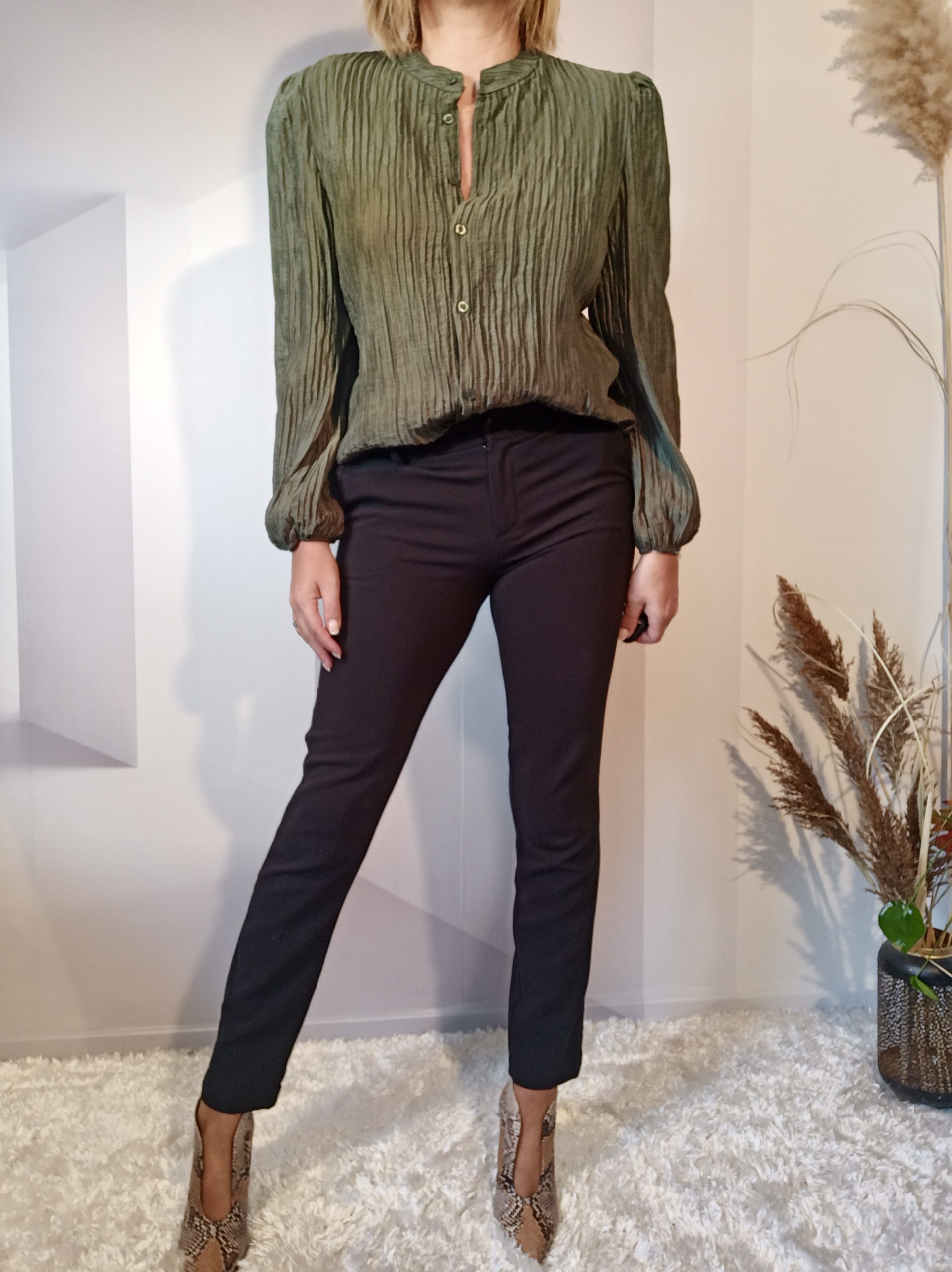 Chemise Crinkle Kaki