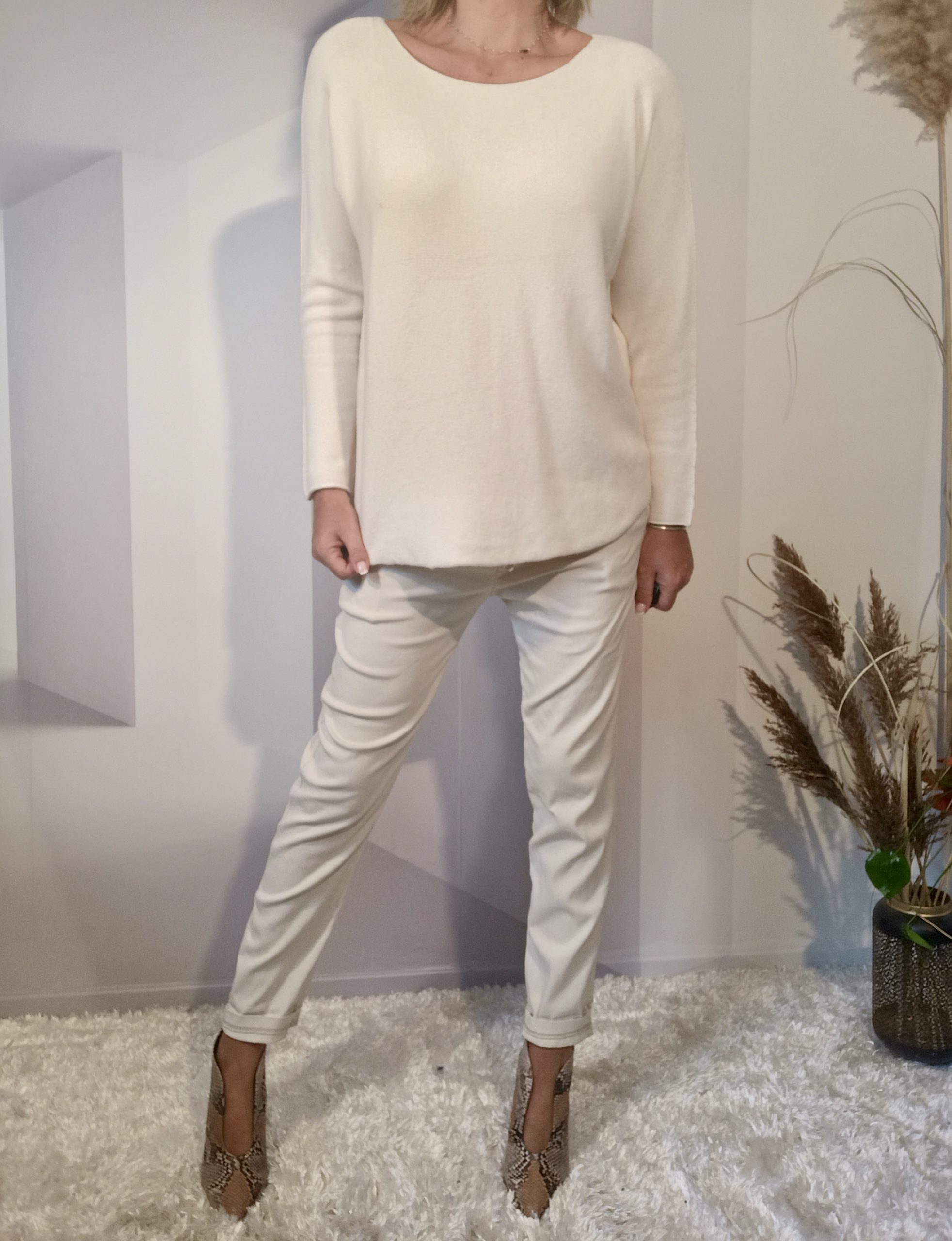 Pull Sans Couture Beige